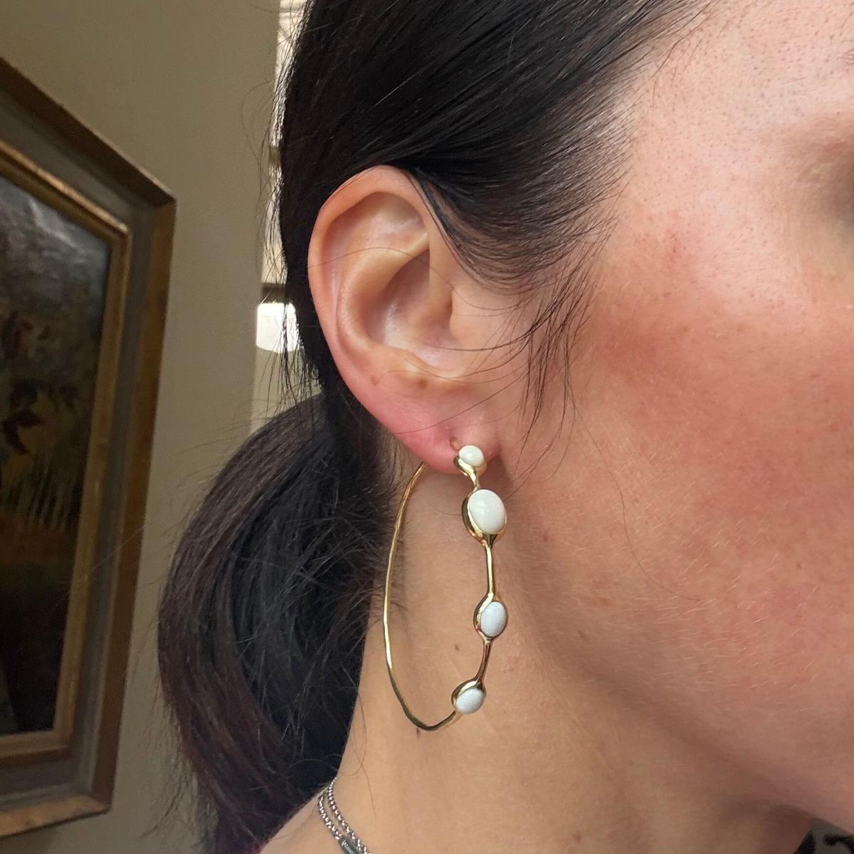 Ippolita 18k Gold White Agate Hoop Earrings