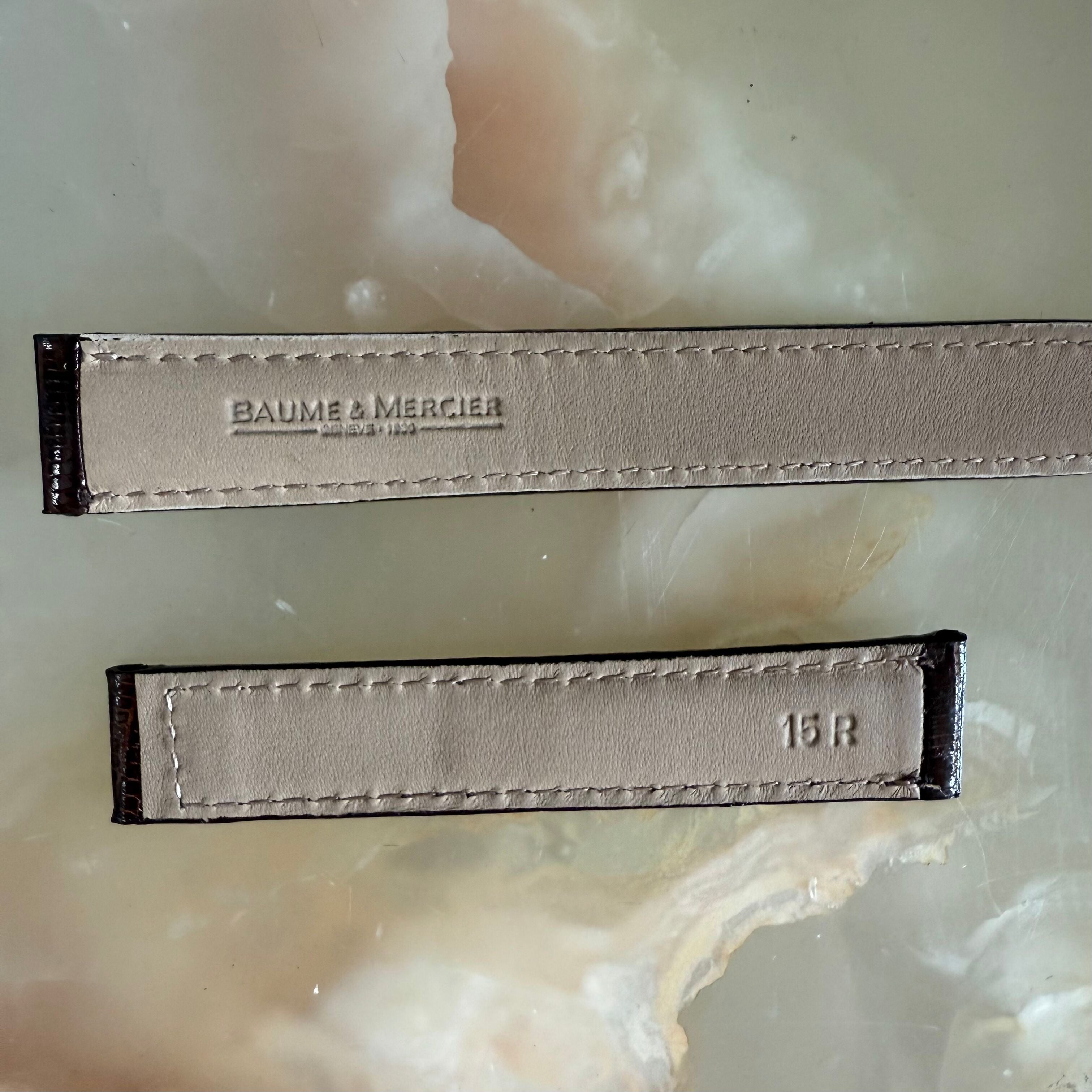 Authentic Baume & Mercier Brown Lizard Watch Strap Band 15mm