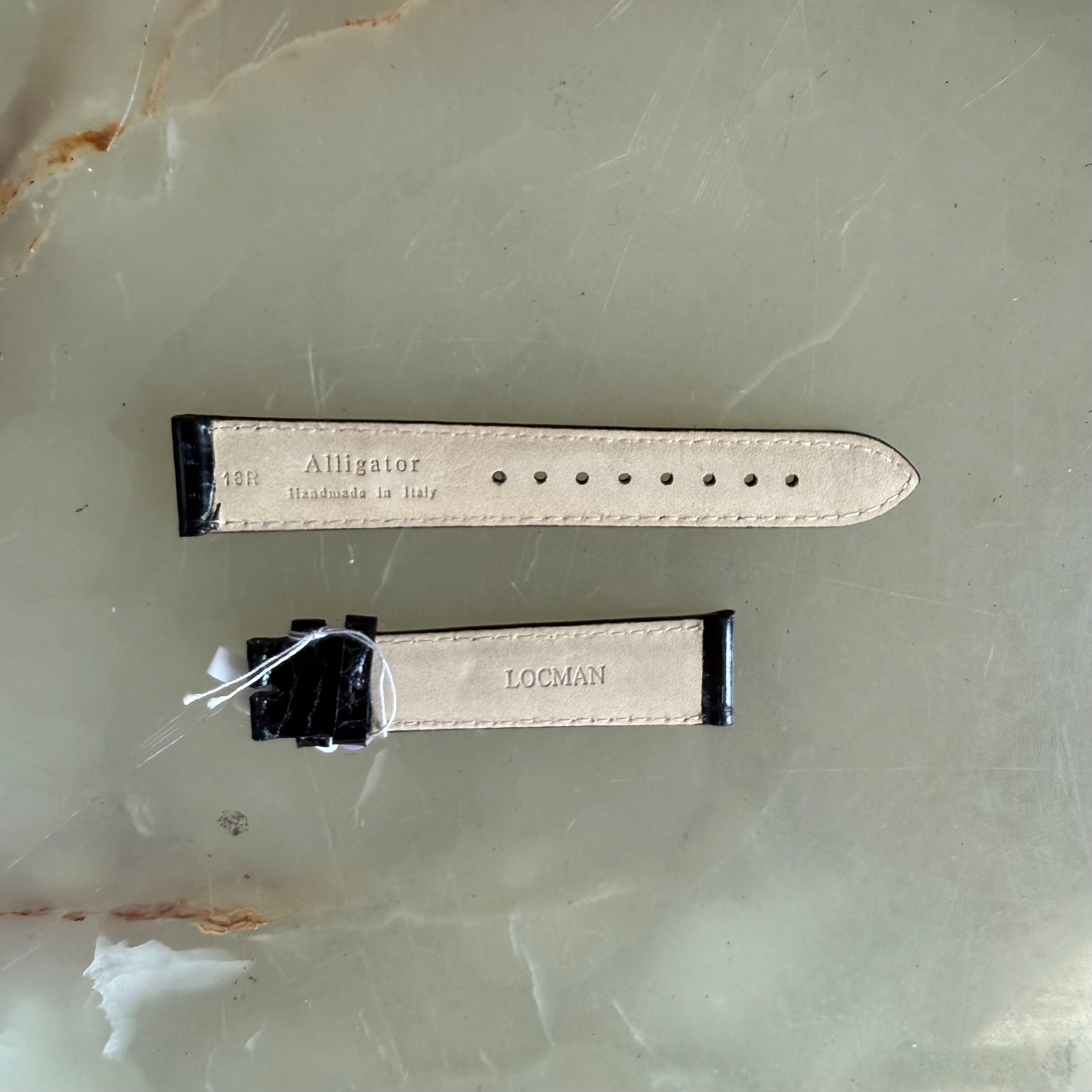 Genuine Alligator Black Watch Strap Band 18mm Padded & Stitched