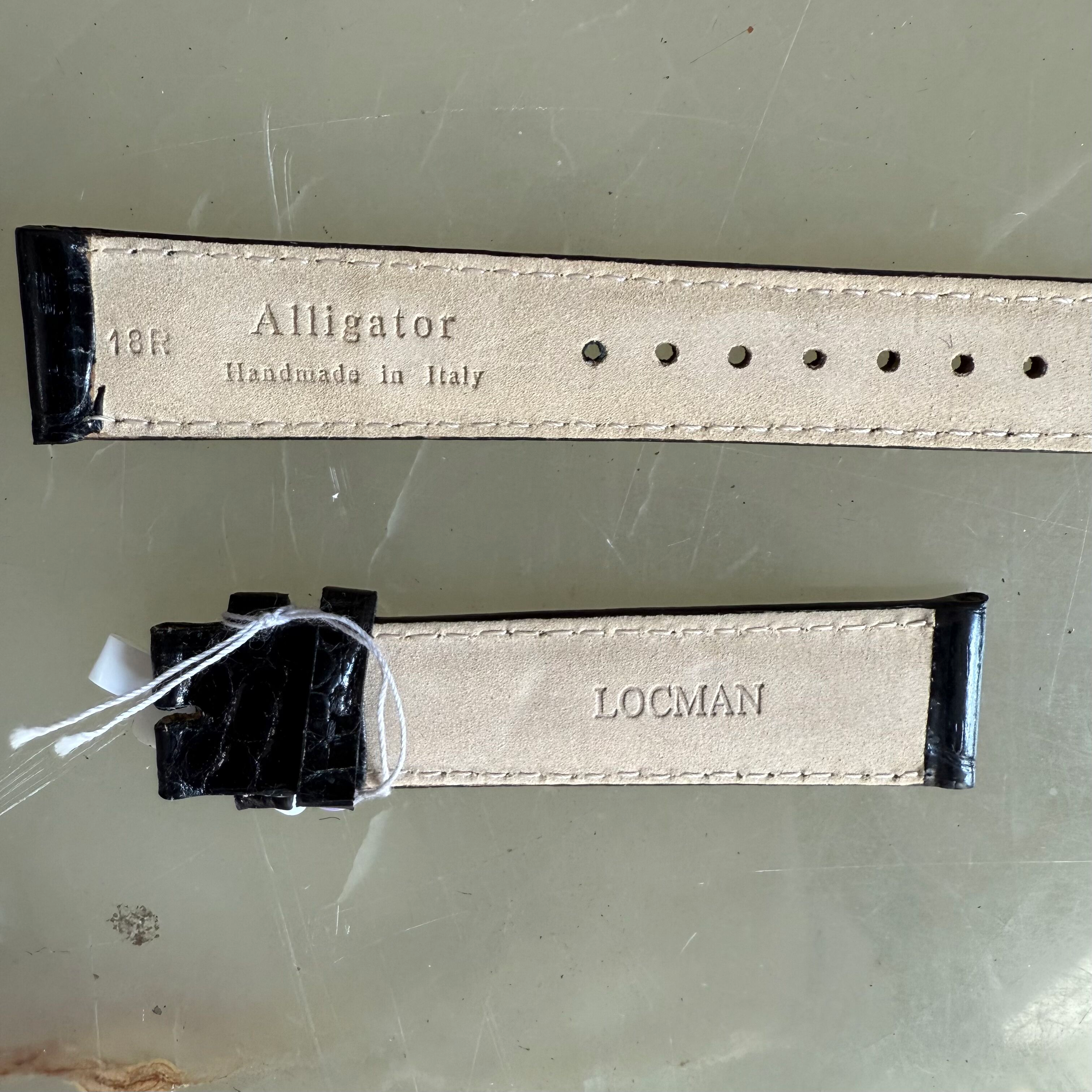 Genuine Alligator Black Watch Strap Band 18mm Padded & Stitched