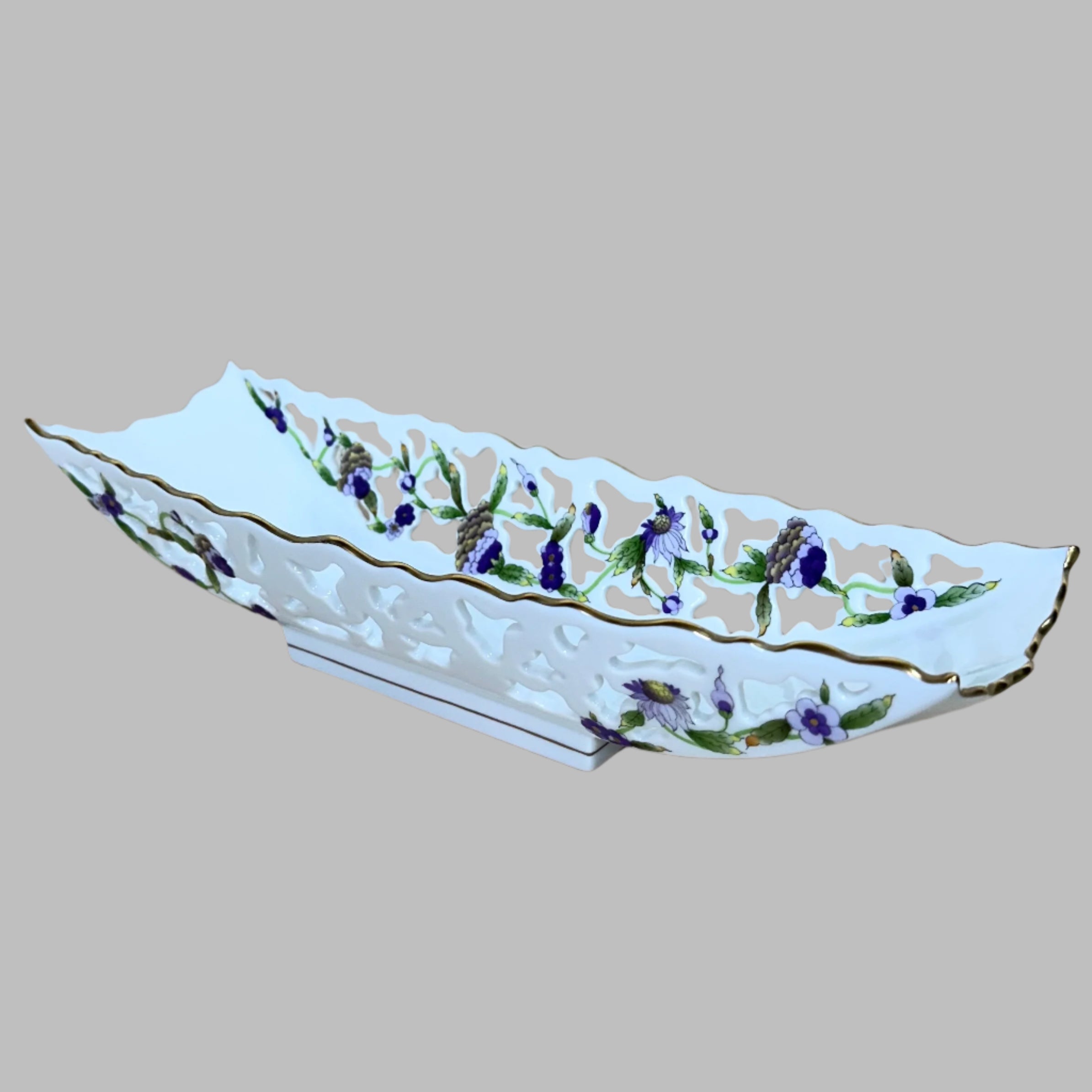 Herend Porcelain Fancy Oblong Pierced Dish 7348-0-00/C4