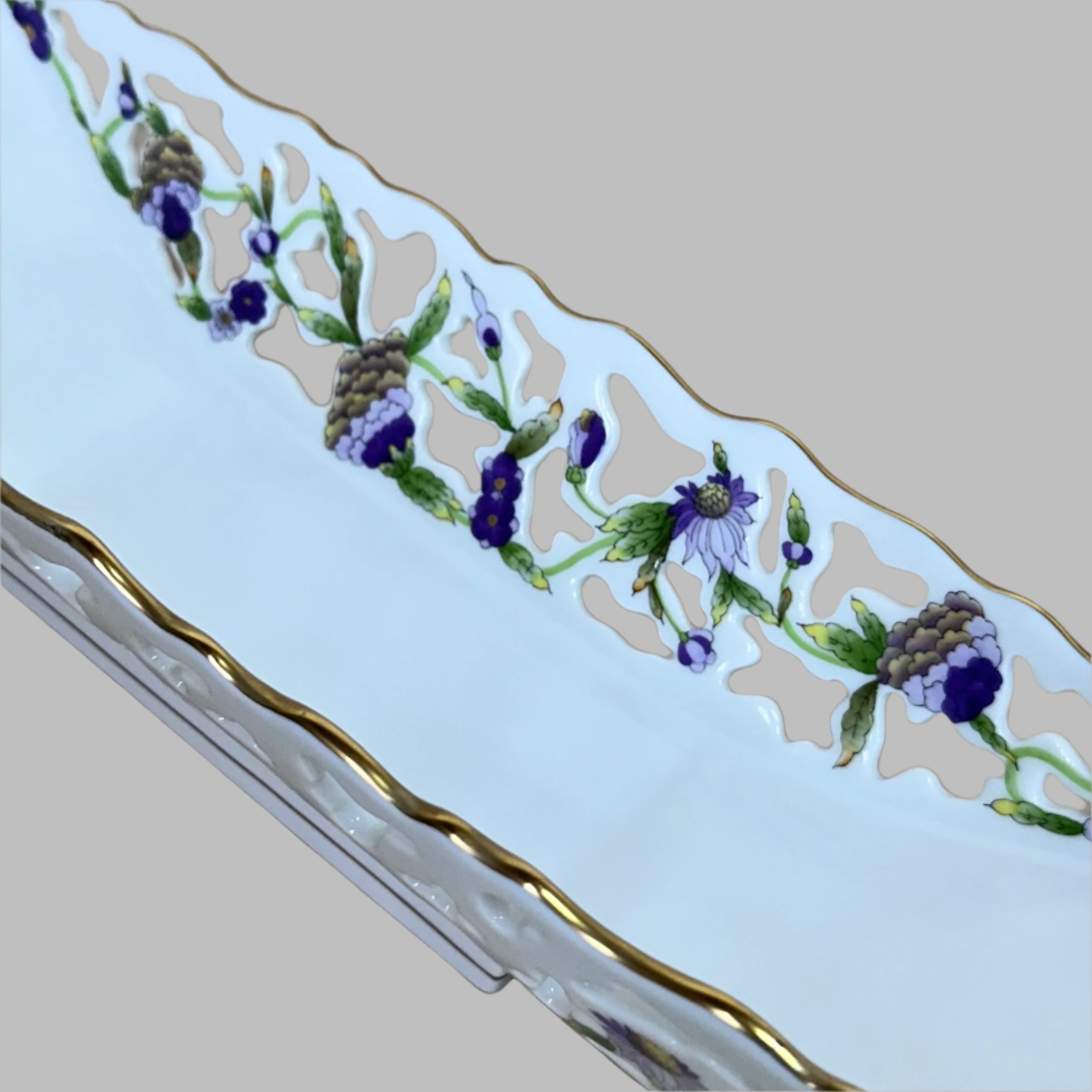 Herend Porcelain Fancy Oblong Pierced Dish 7348-0-00/C4