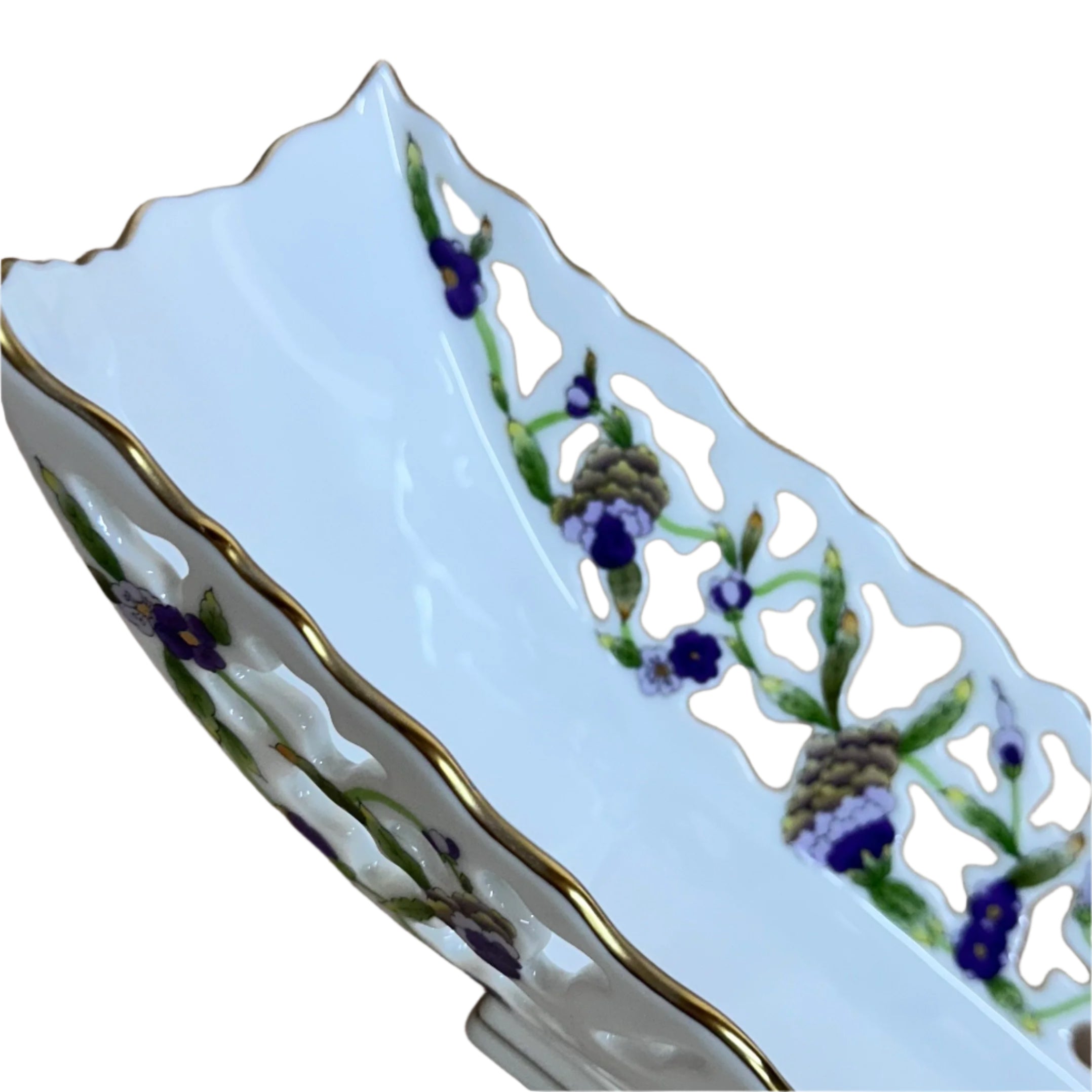 Herend Porcelain Fancy Oblong Pierced Dish 7348-0-00/C4