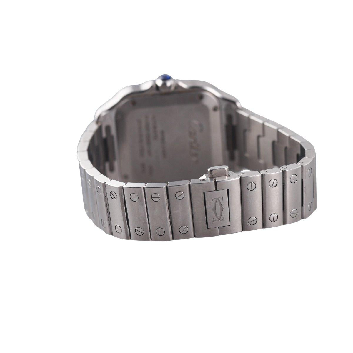 Santos de Cartier Medium Model Diamond Automatic Steel Watch W4SA0005