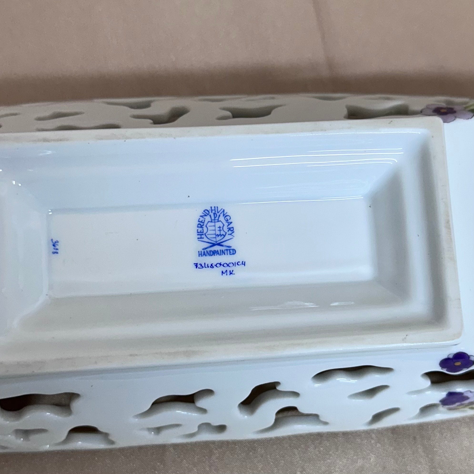Herend Porcelain Fancy Oblong Pierced Dish 7348-0-00/C4