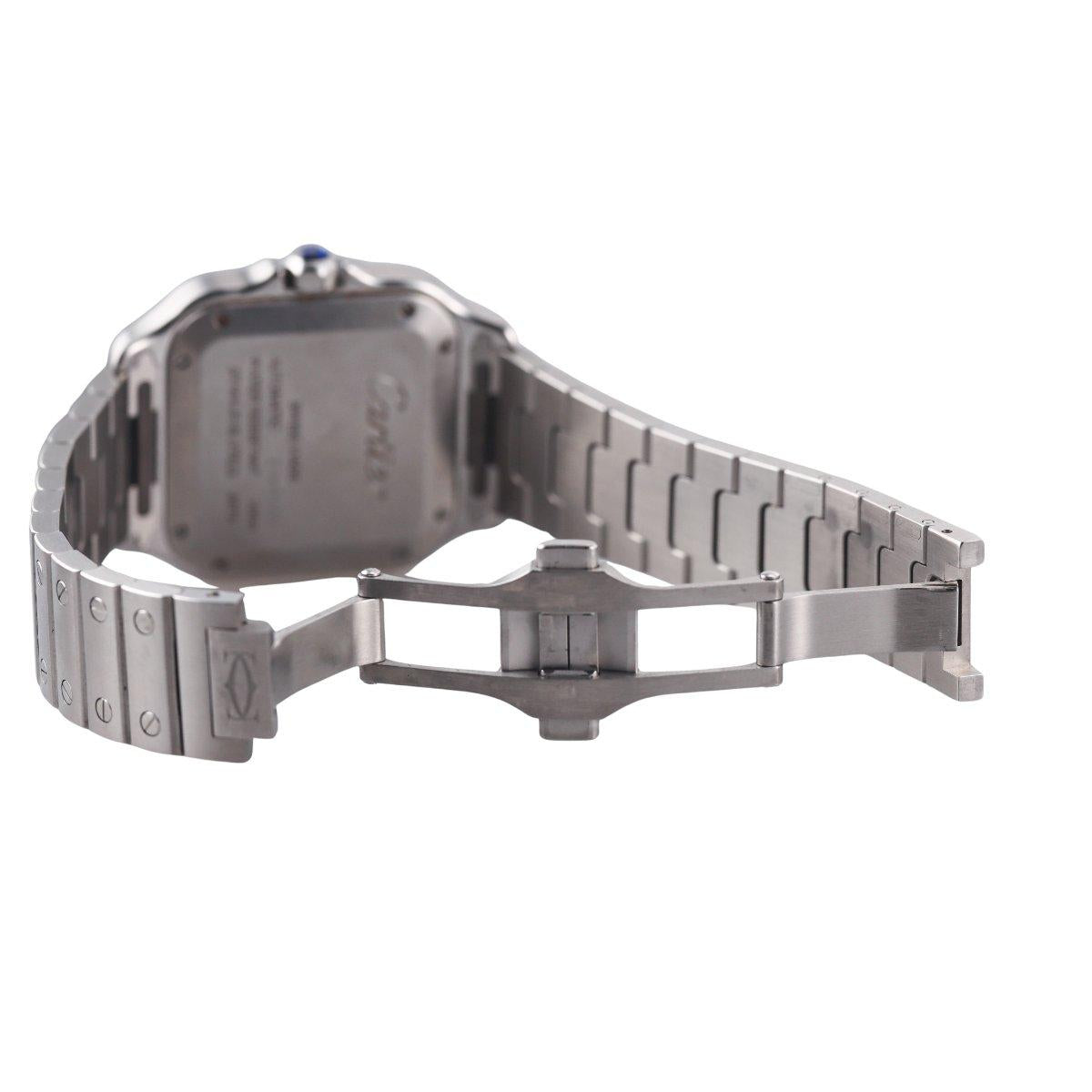 Santos de Cartier Medium Model Diamond Automatic Steel Watch W4SA0005