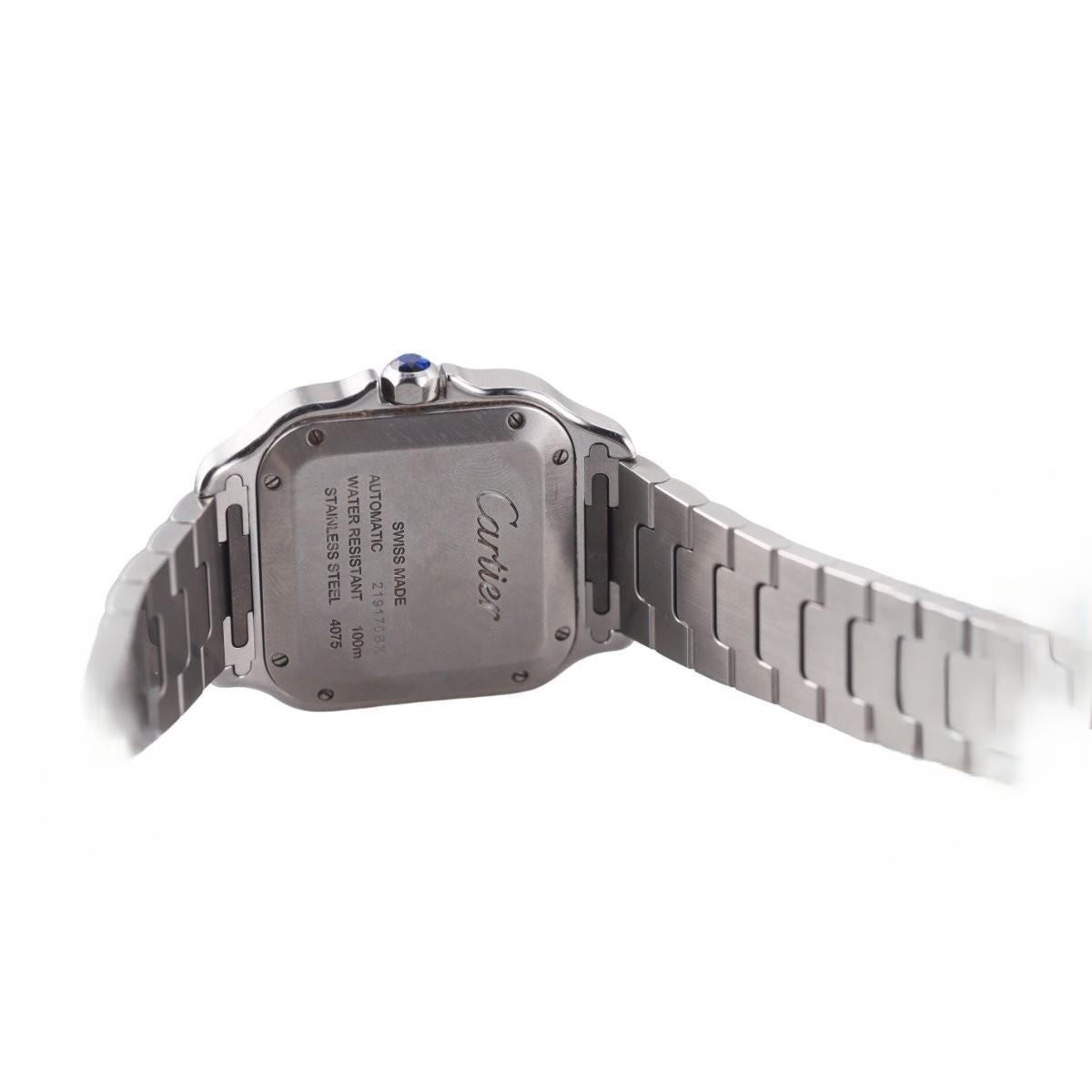 Santos de Cartier Medium Model Diamond Automatic Steel Watch W4SA0005