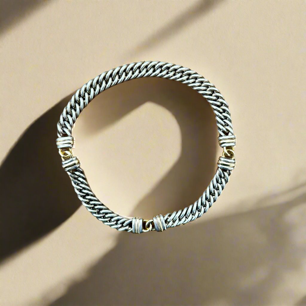 Christofle 18k Gold Sterling Silver Chain Necklace 009731