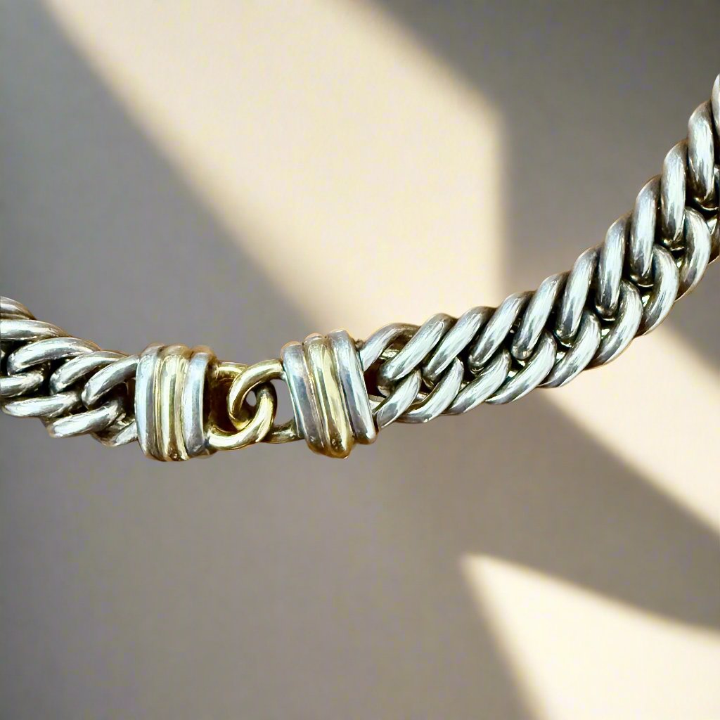 Christofle 18k Gold Sterling Silver Chain Necklace 009731