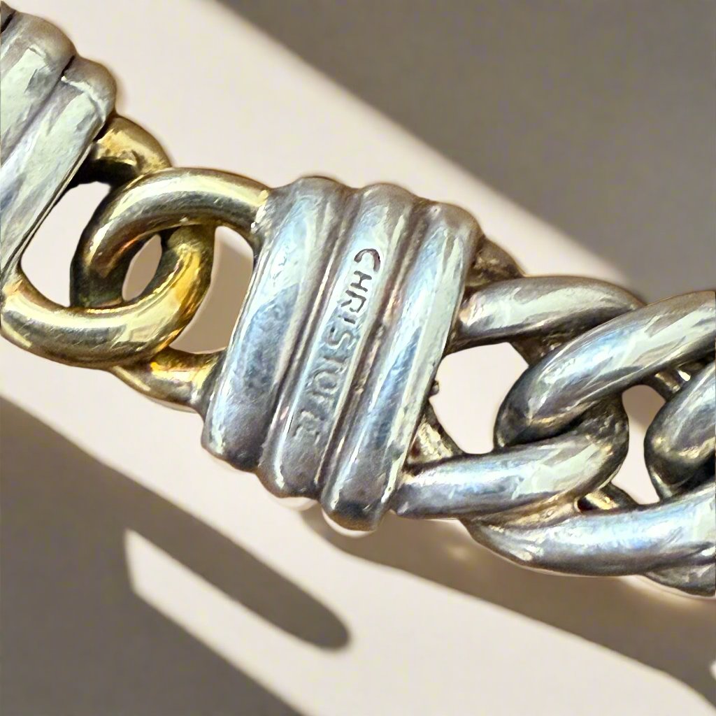 Christofle 18k Gold Sterling Silver Chain Necklace 009731