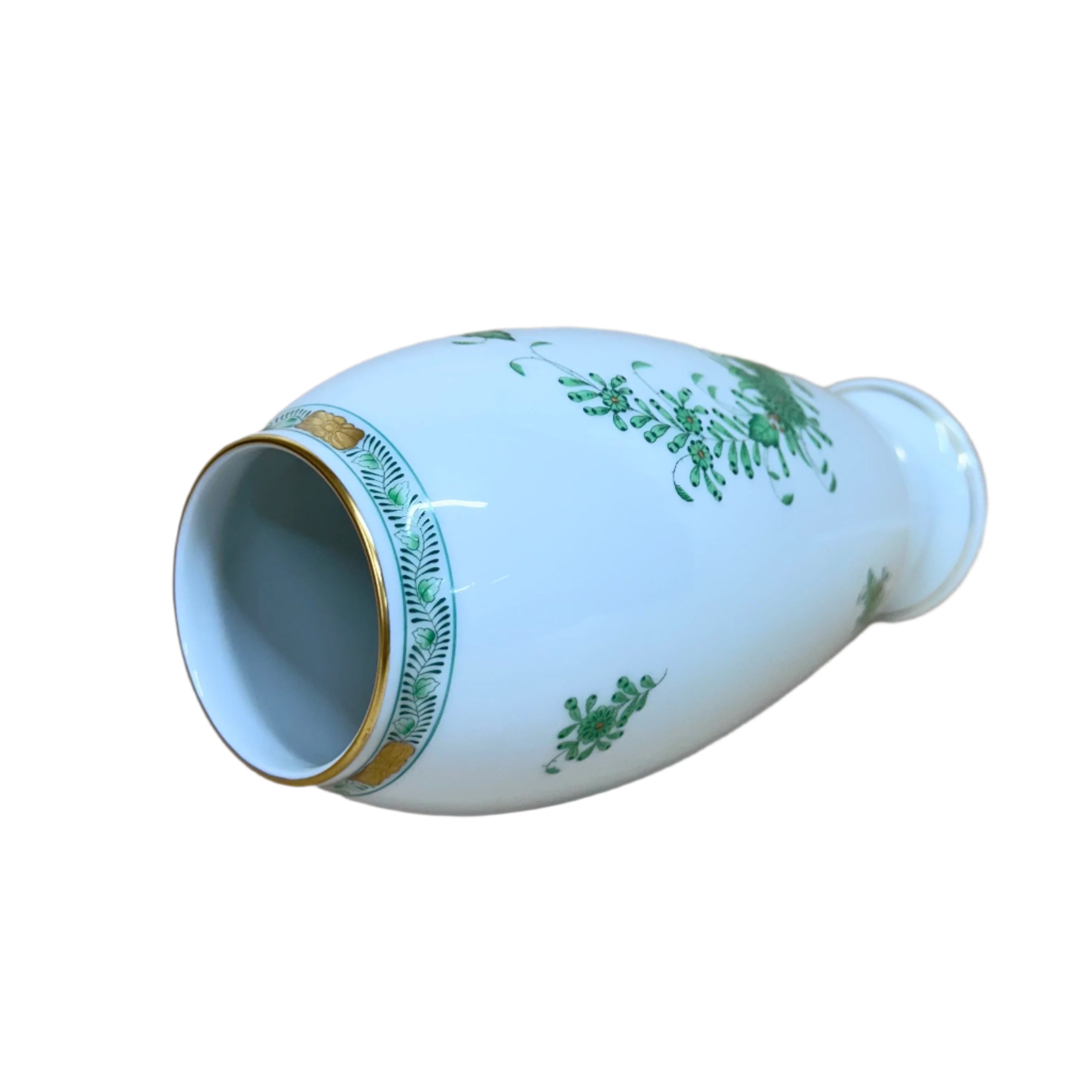 Herend Porcelain Indian Basket Green Vase 7011-0-00/FV