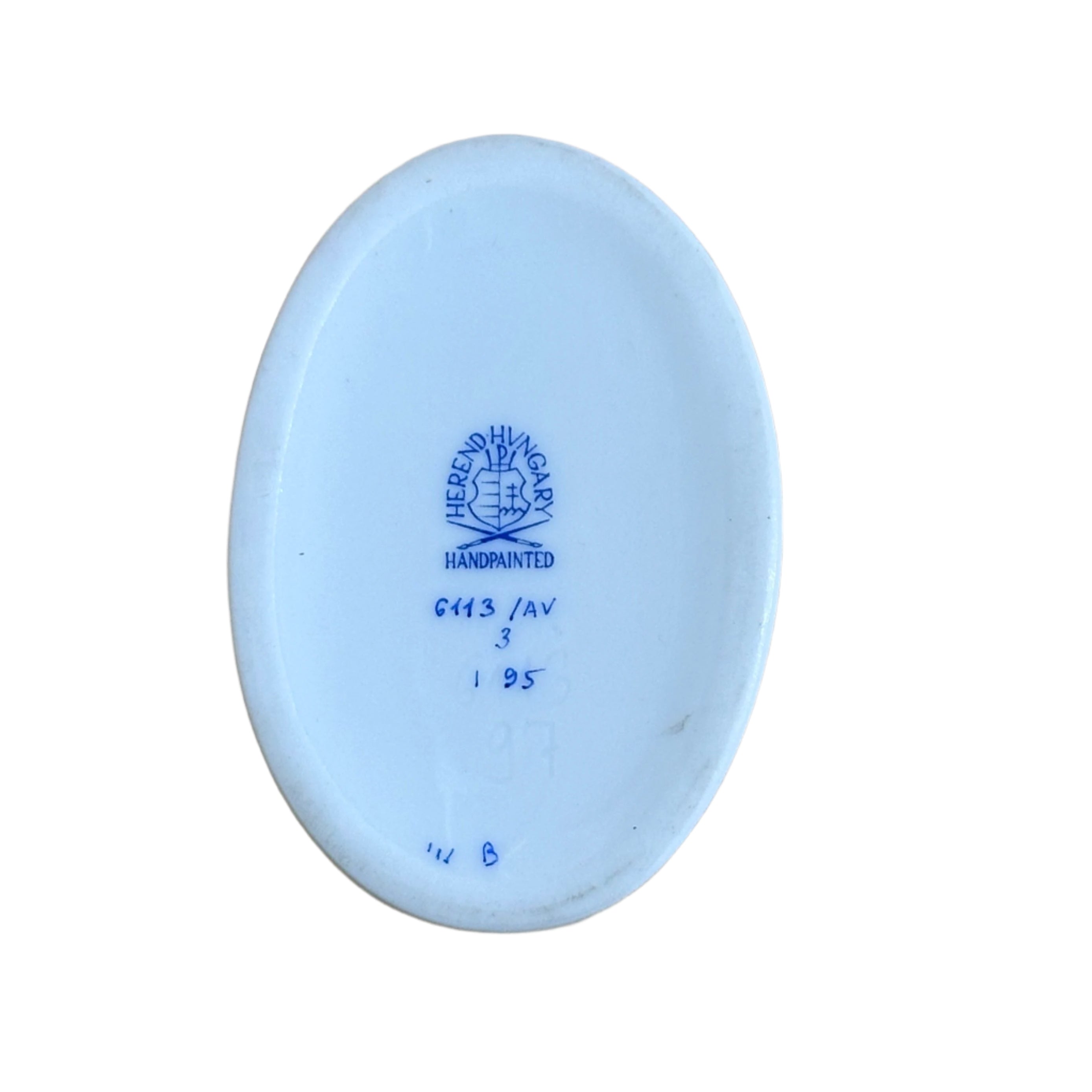 Herend Porcelain Miniature Small Oval Trinket Box & Lid Chinese Bouquet Green 6113/AV