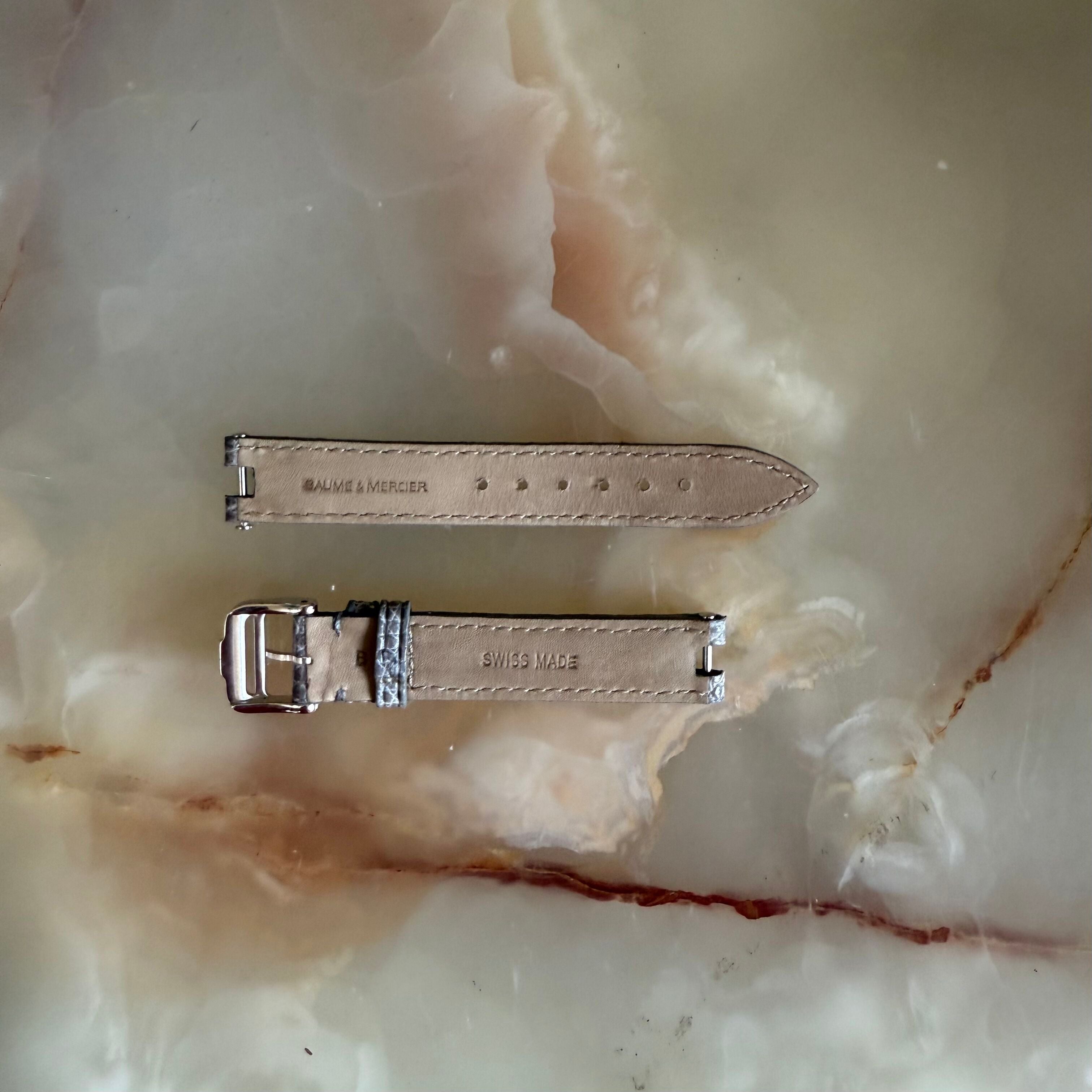 Authentic Baume & Mercier Grey Lizard Watch Strap Band 14mm with Buckle