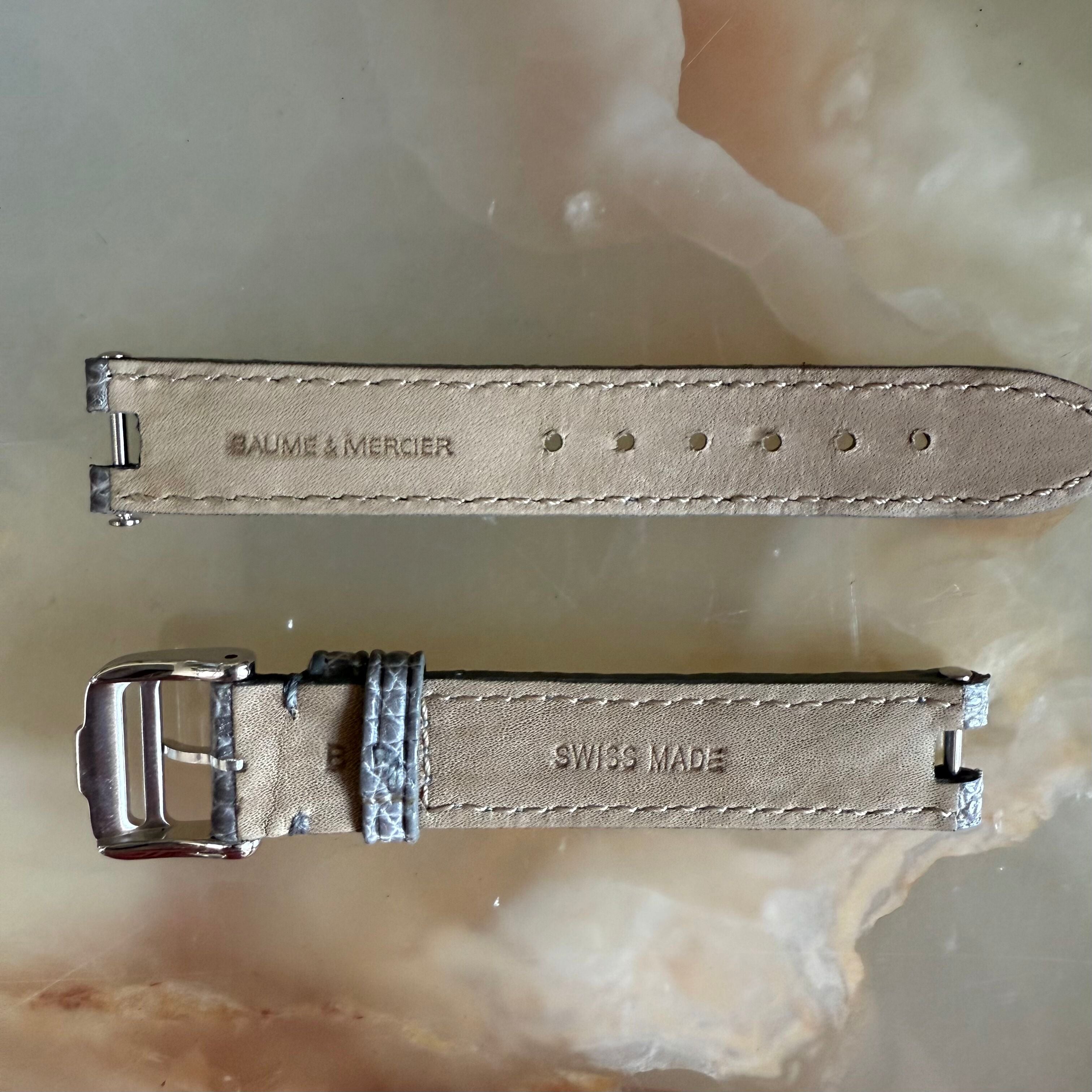 Authentic Baume & Mercier Grey Lizard Watch Strap Band 14mm with Buckle