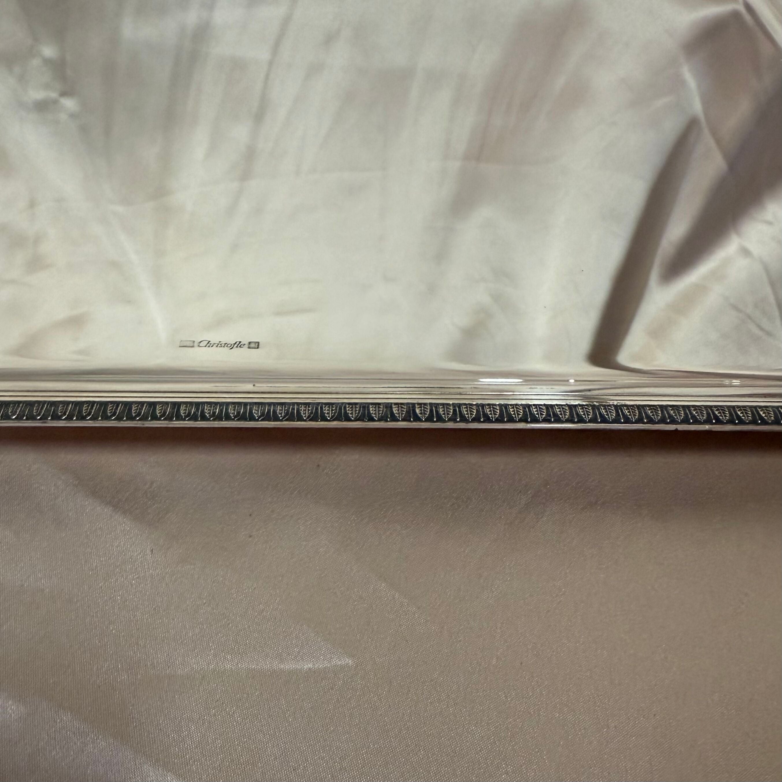 Christofle Malmaison Silver Plated Rectangular Tray with Handles 4202100