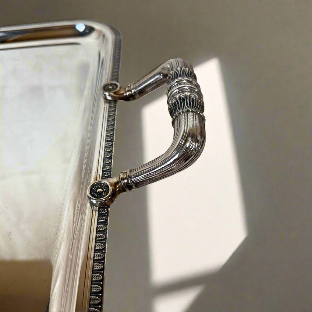 Christofle Malmaison Silver Plated Rectangular Tray with Handles 4202100
