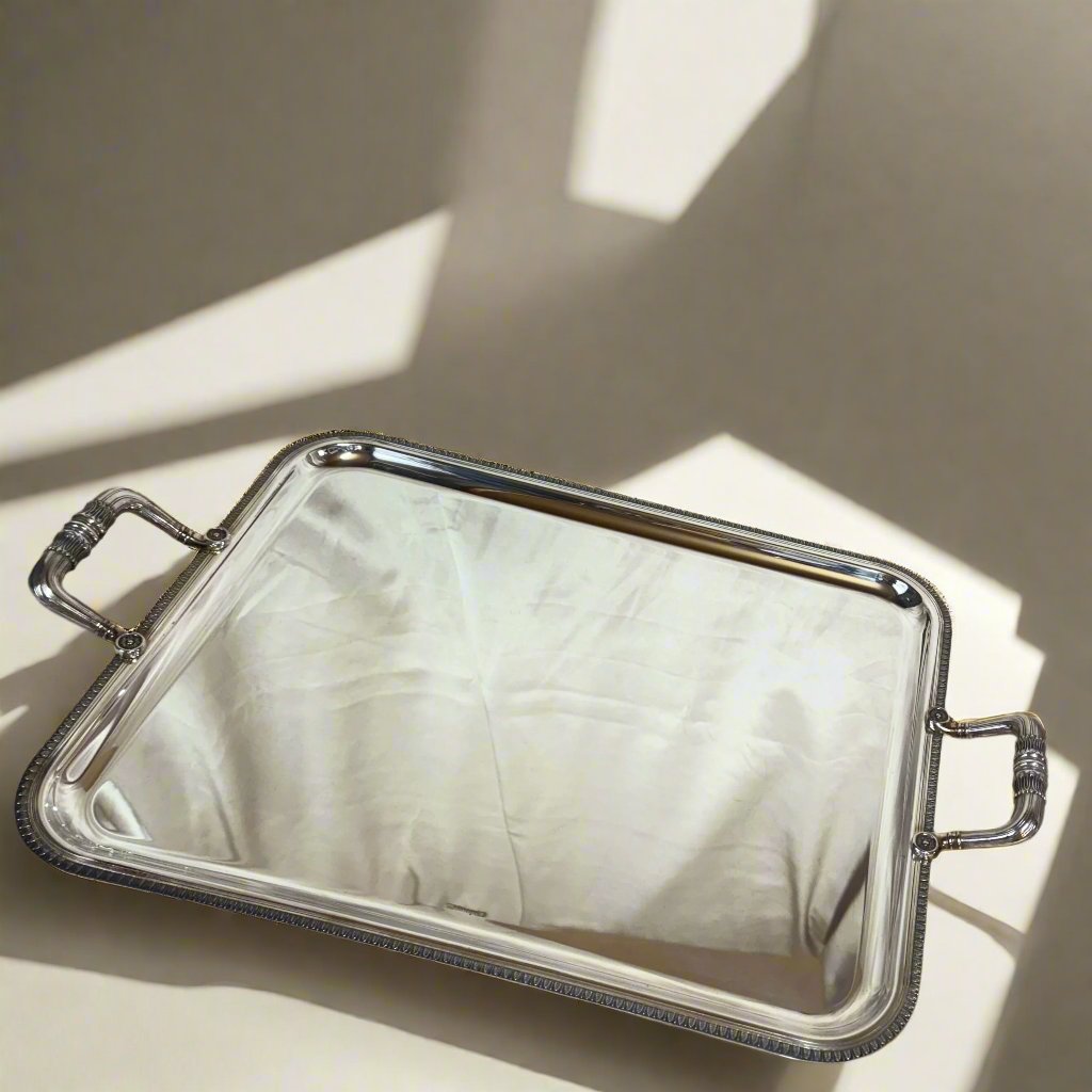 Christofle Malmaison Silver Plated Rectangular Tray with Handles 4202100