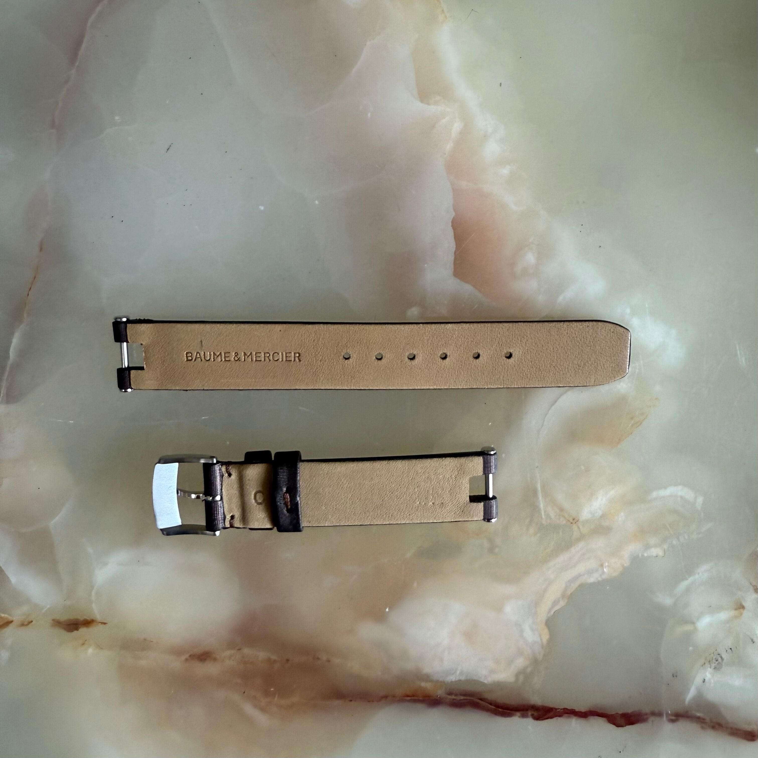 Authentic Baume & Mercier Brown Satin Watch Strap Band 14mm with Buckle