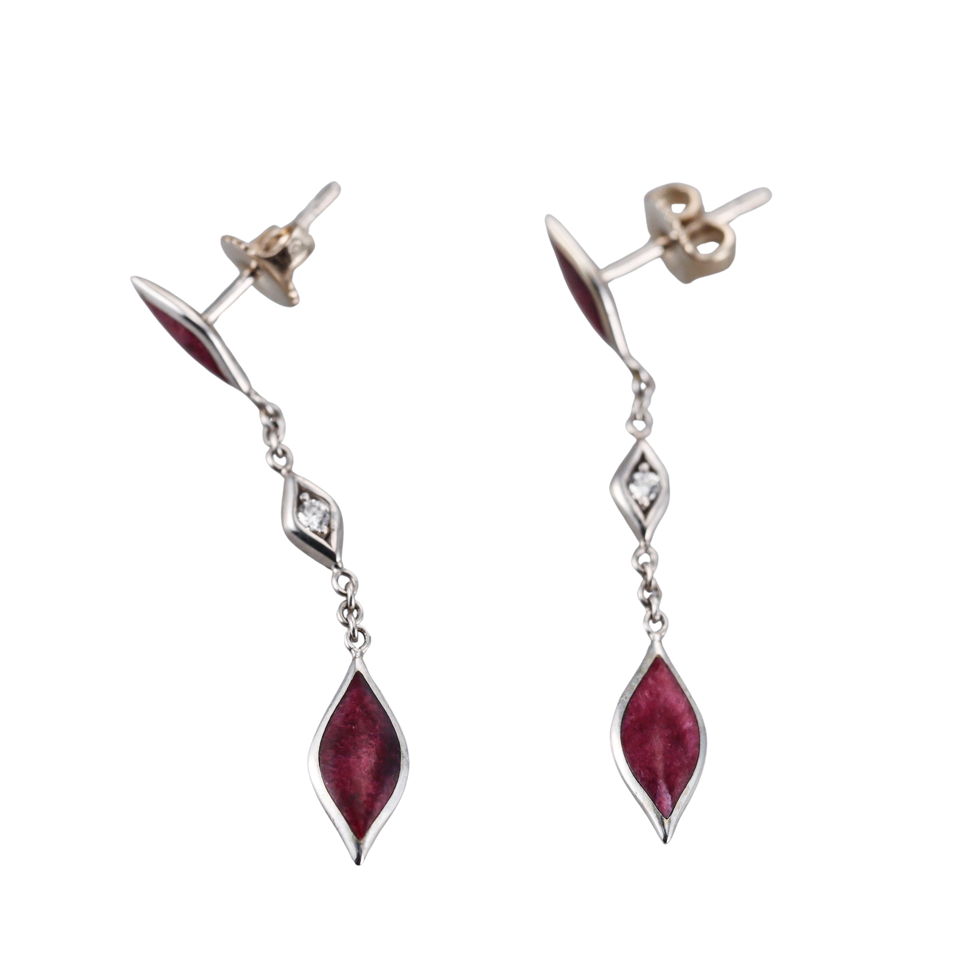 Kabana 14K White Gold Purple Spiny Oyster Diamond Drop Earrings