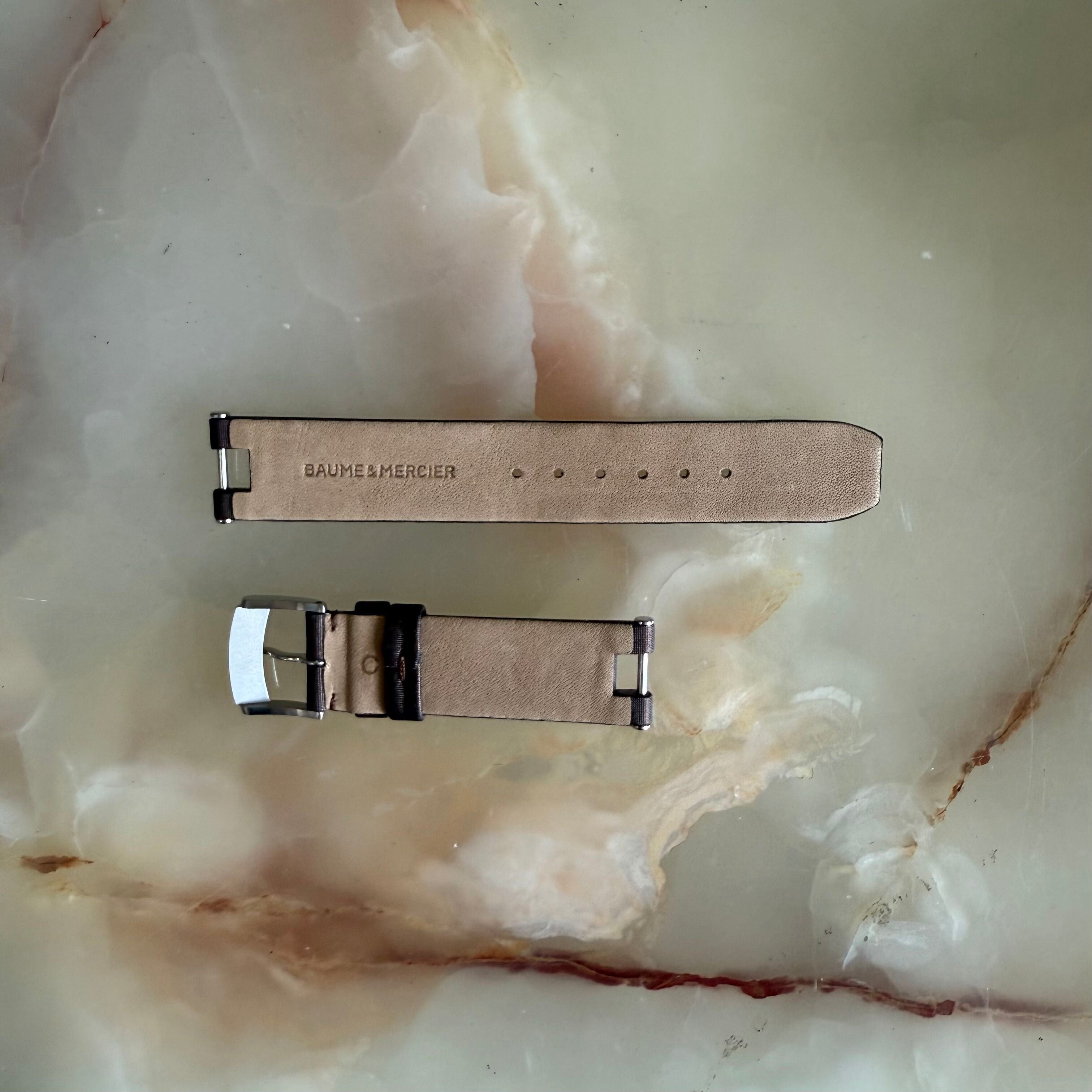 Authentic Baume & Mercier Brown Satin Watch Strap Band 16mm with Buckle