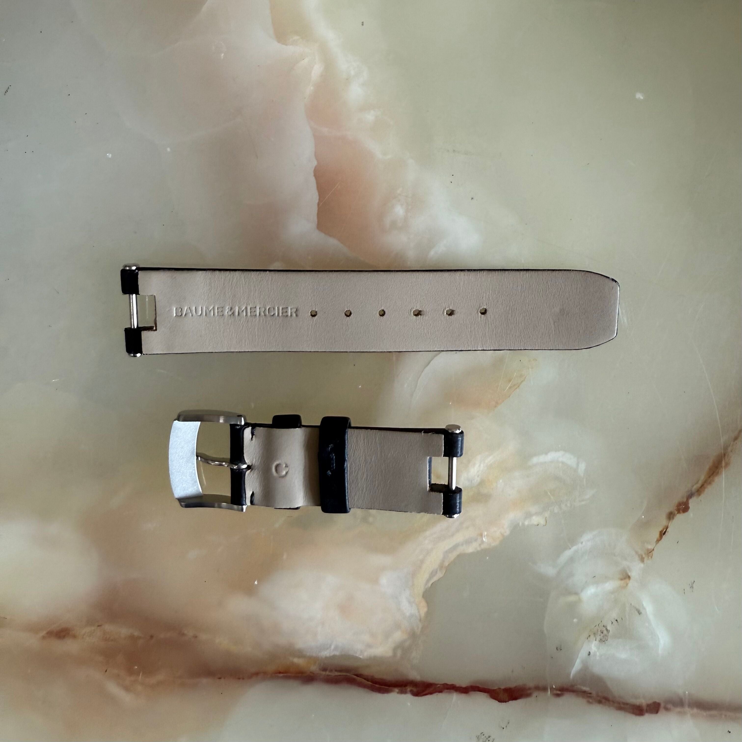Authentic Baume & Mercier Black Satin Watch Strap Band 16mm with Buckle