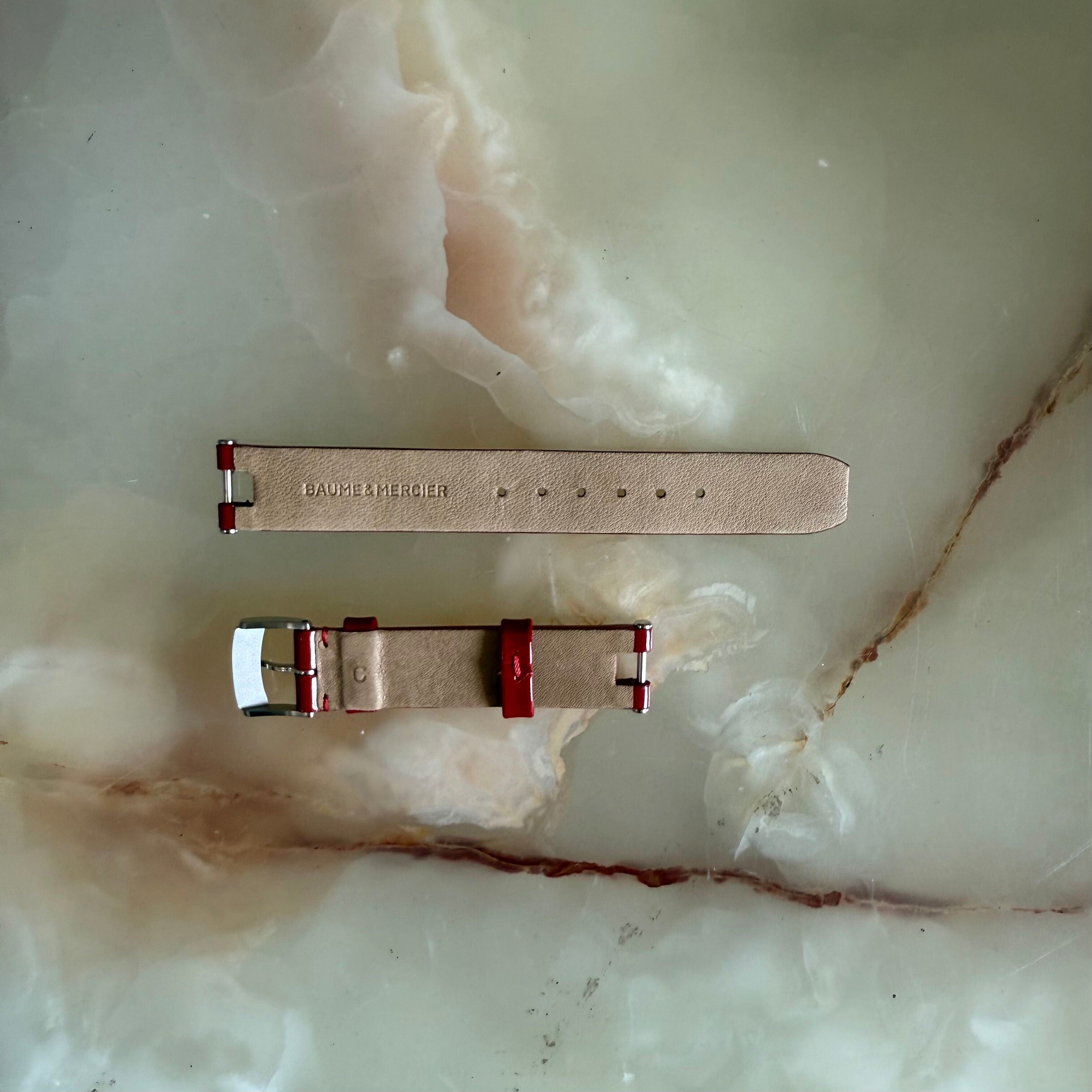 Authentic Baume & Mercier Red Varnished Watch Strap Band 14mm with Buckle