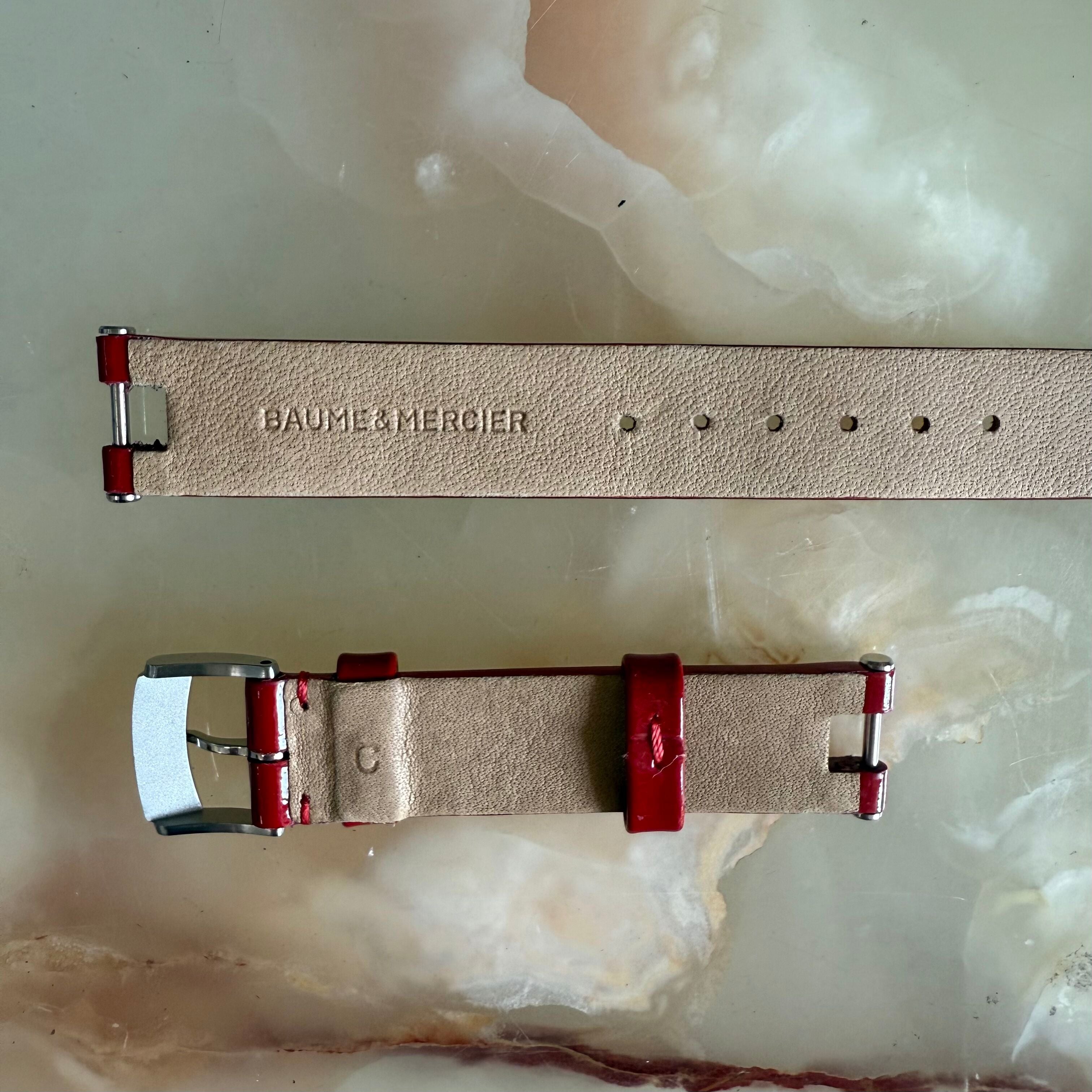 Authentic Baume & Mercier Red Varnished Watch Strap Band 14mm with Buckle