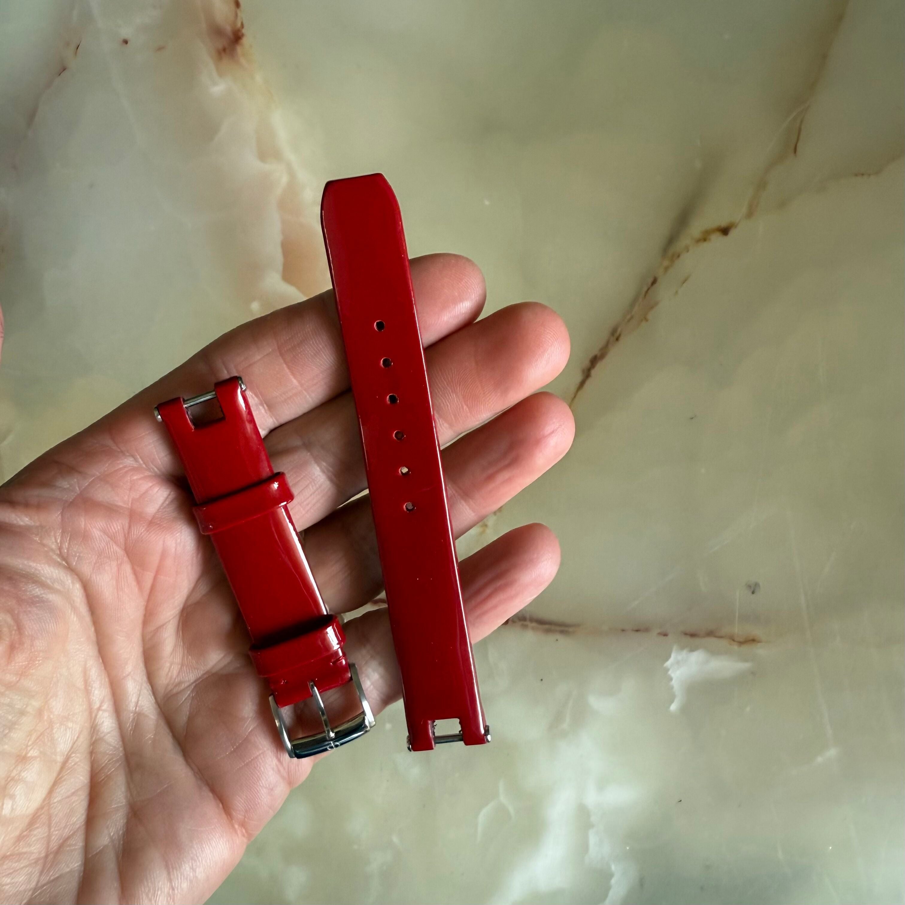 Authentic Baume & Mercier Red Varnished Watch Strap Band 14mm with Buckle