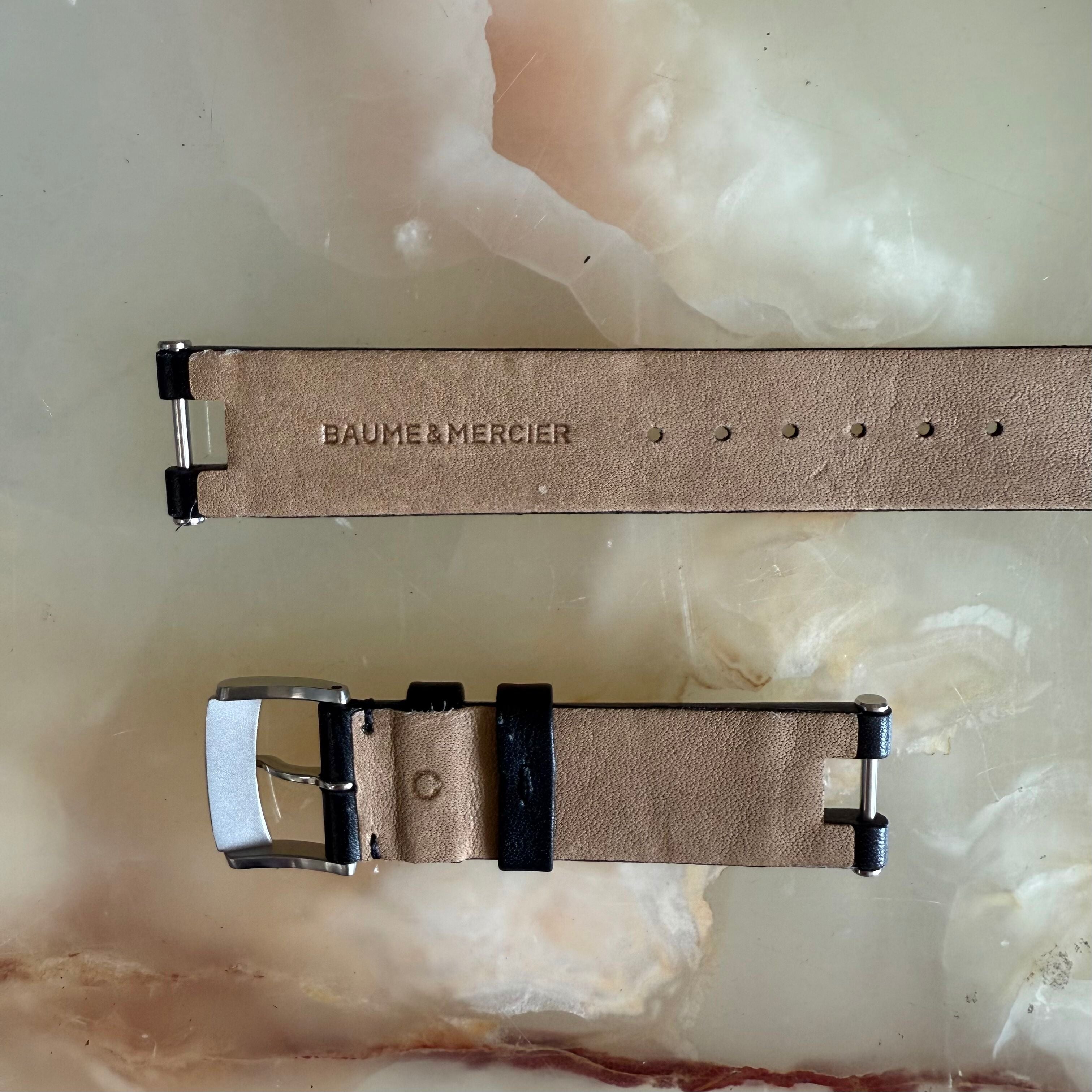 Authentic Baume & Mercier Black Leather Watch Strap Band 16mm with Buckle
