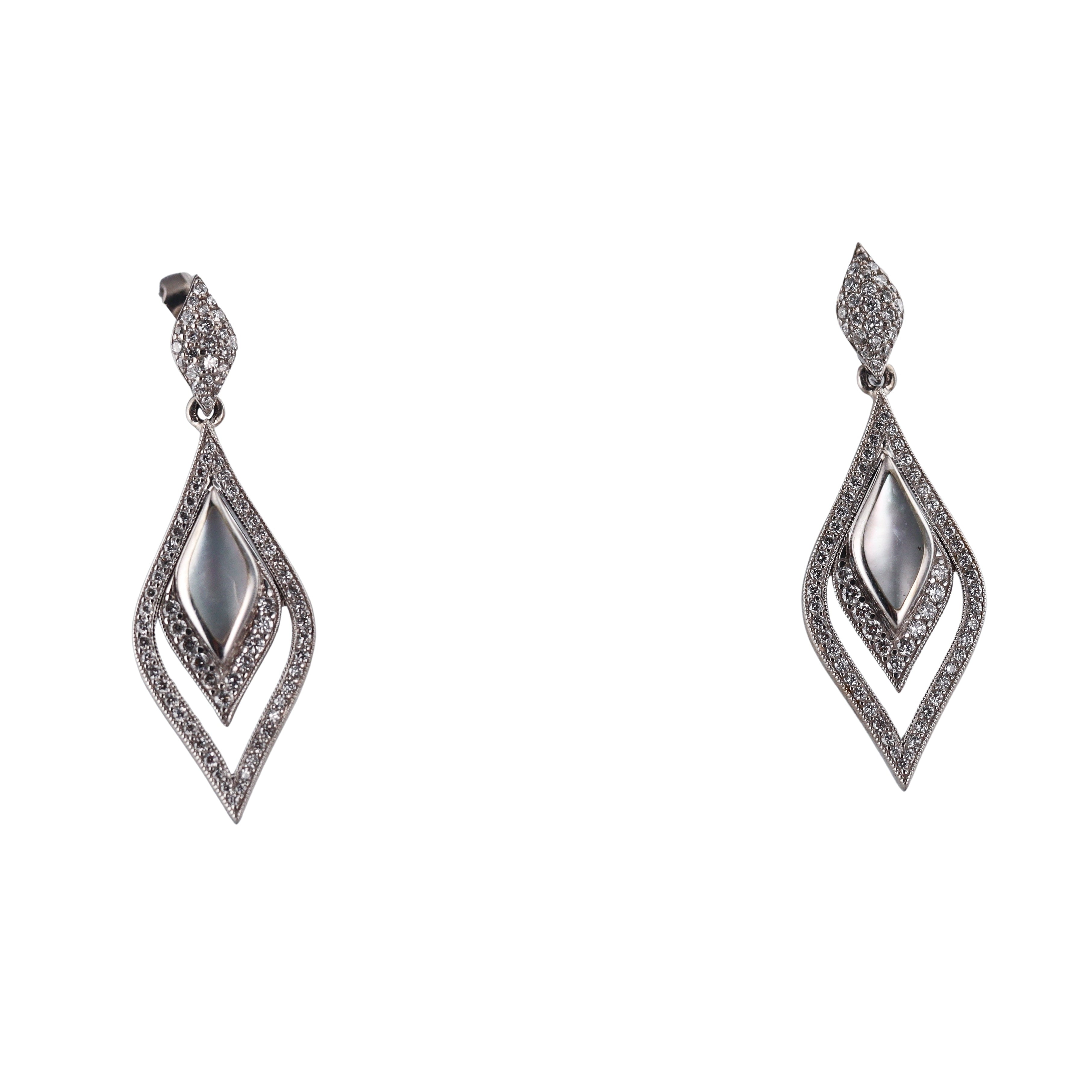 Kabana 14K White Gold Mother of Pearl Diamond Drop Earrings