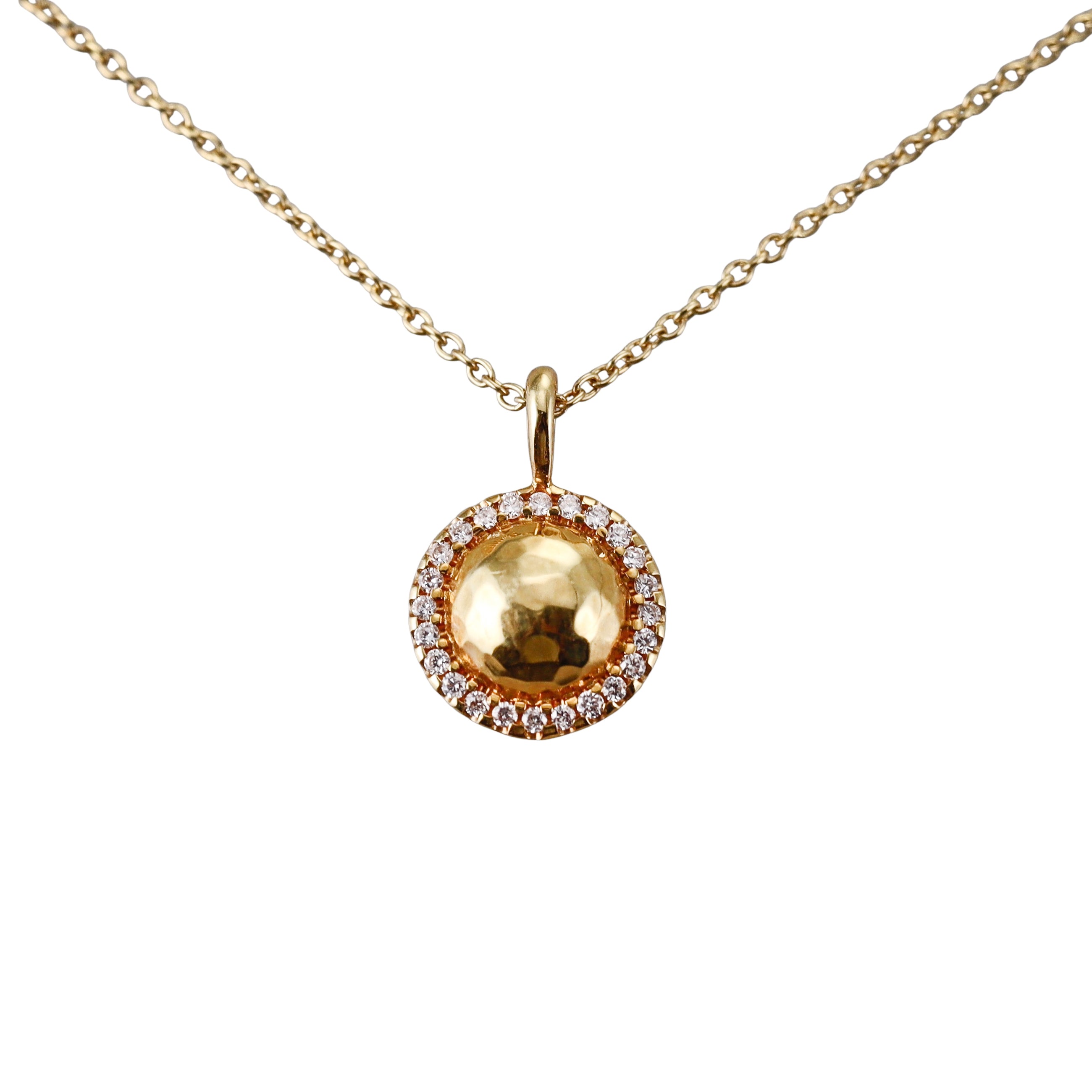 Ippolita Stardust 18k Gold Diamond Circle Pendant Necklace