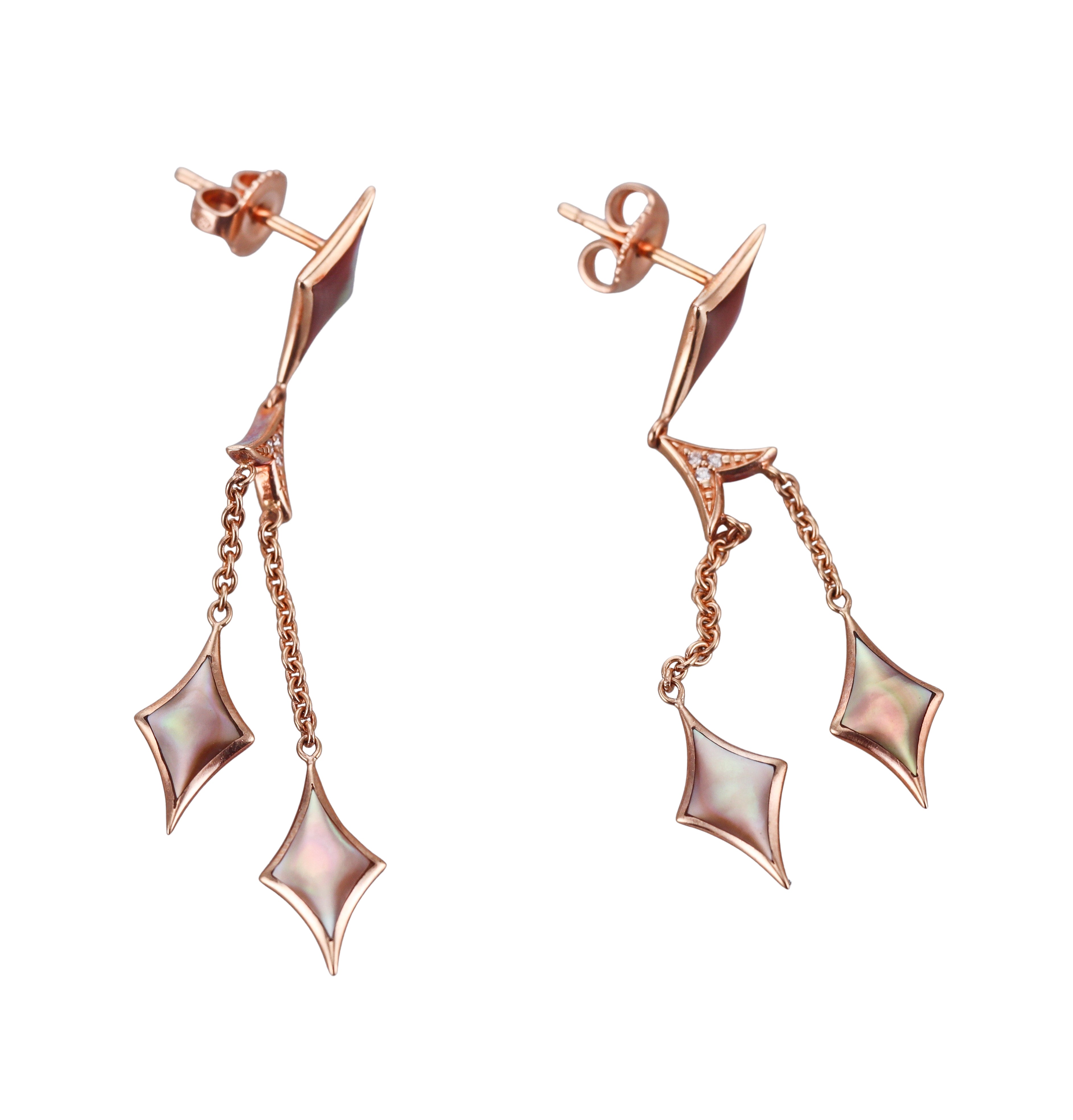 Kabana 14K Rose Gold Pink Mother of Pearl Diamond Drop Earrings
