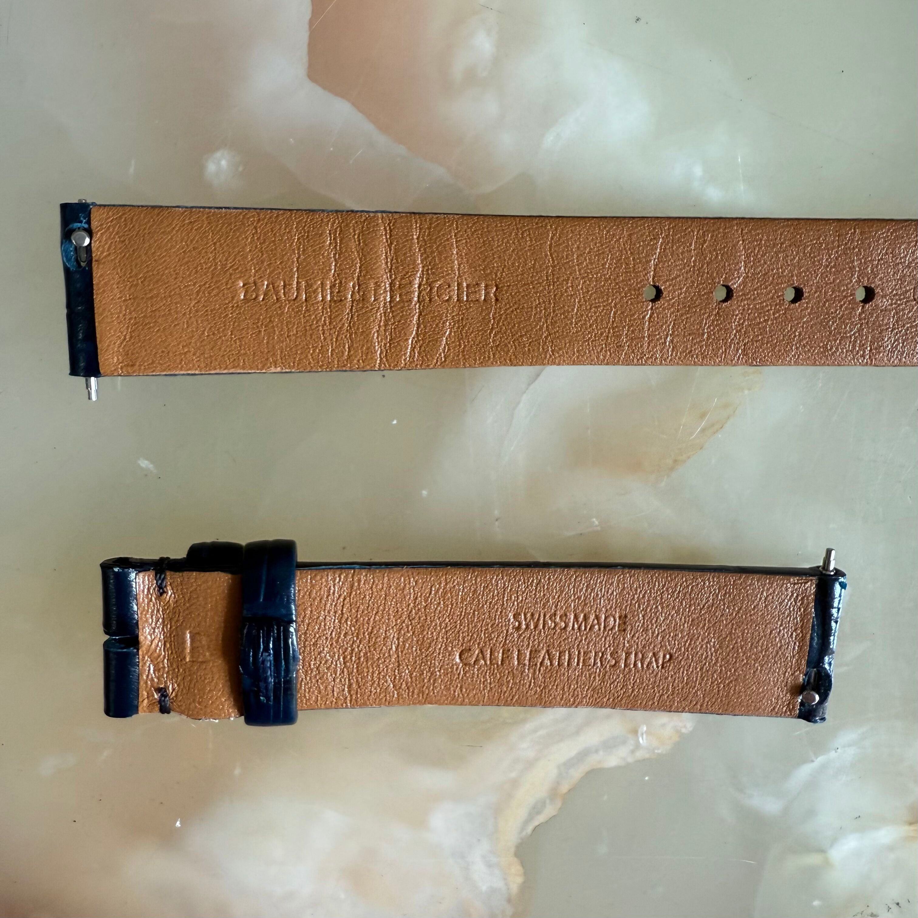 Authentic Baume & Mercier Blue Leather Watch Strap Band 15mm