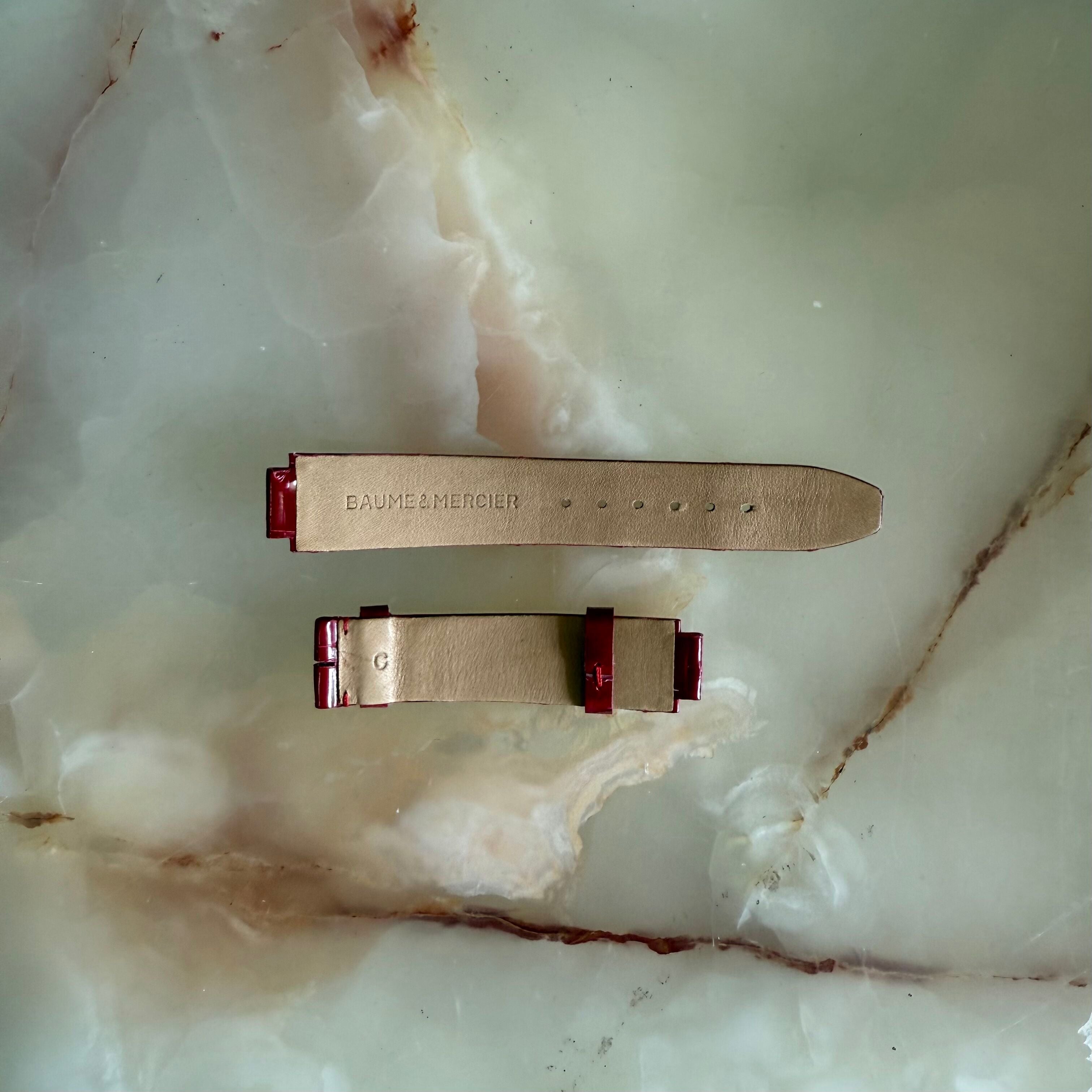 Authentic Baume & Mercier Red Alligator Watch Strap Band 18mm