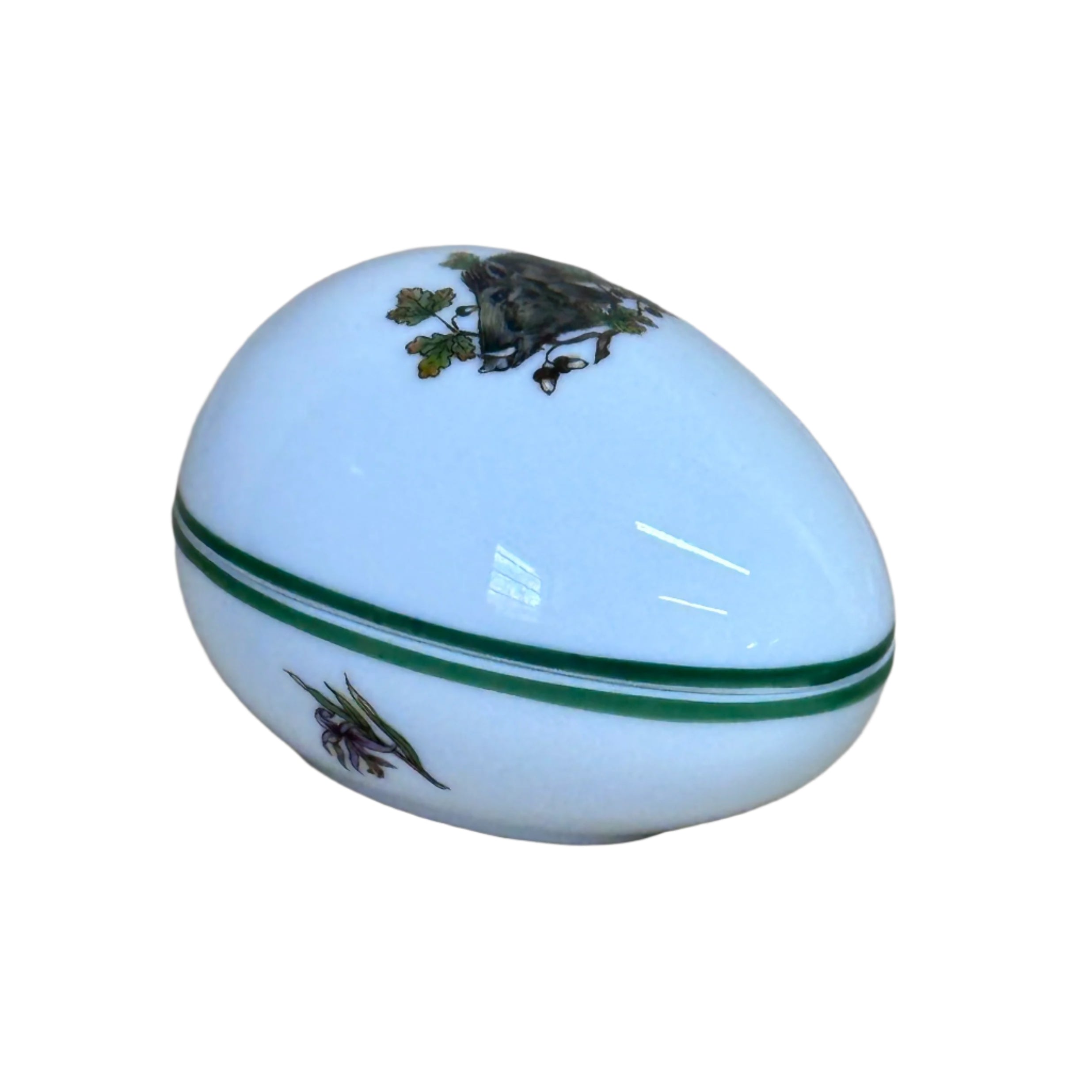 Herend Porcelain Forest Animals Small Egg Box & Lid 6053/CHT