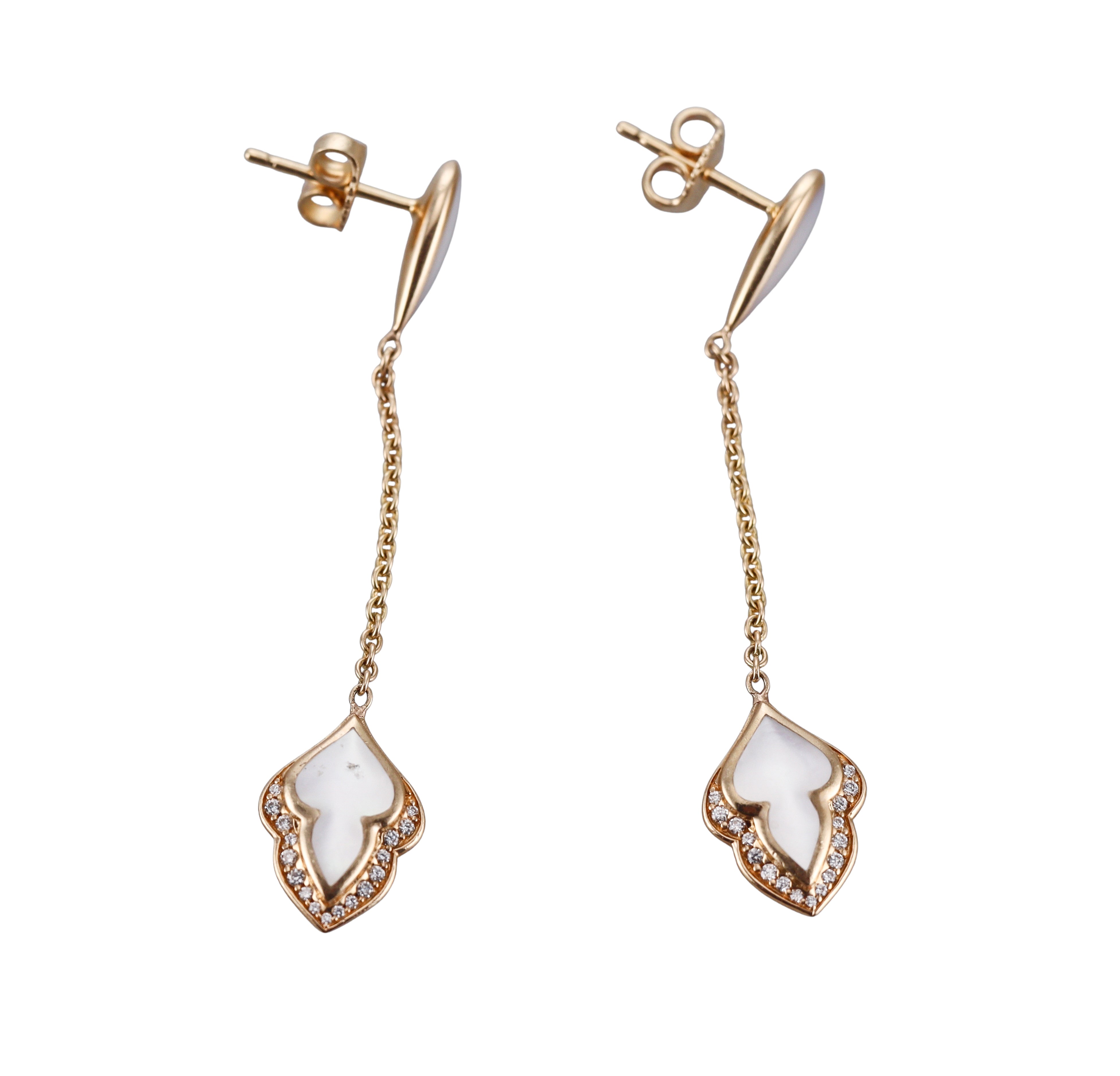 Kabana 14K Yellow Gold Mother of Pearl Diamond Drop Earrings