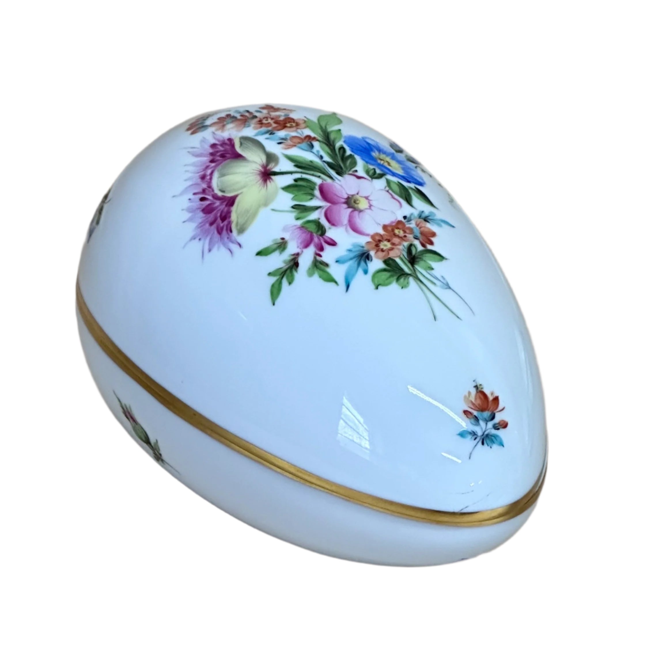 Herend Printemps Flowers Large Egg Porcelain Box & Lid 6051 1/2 /BS