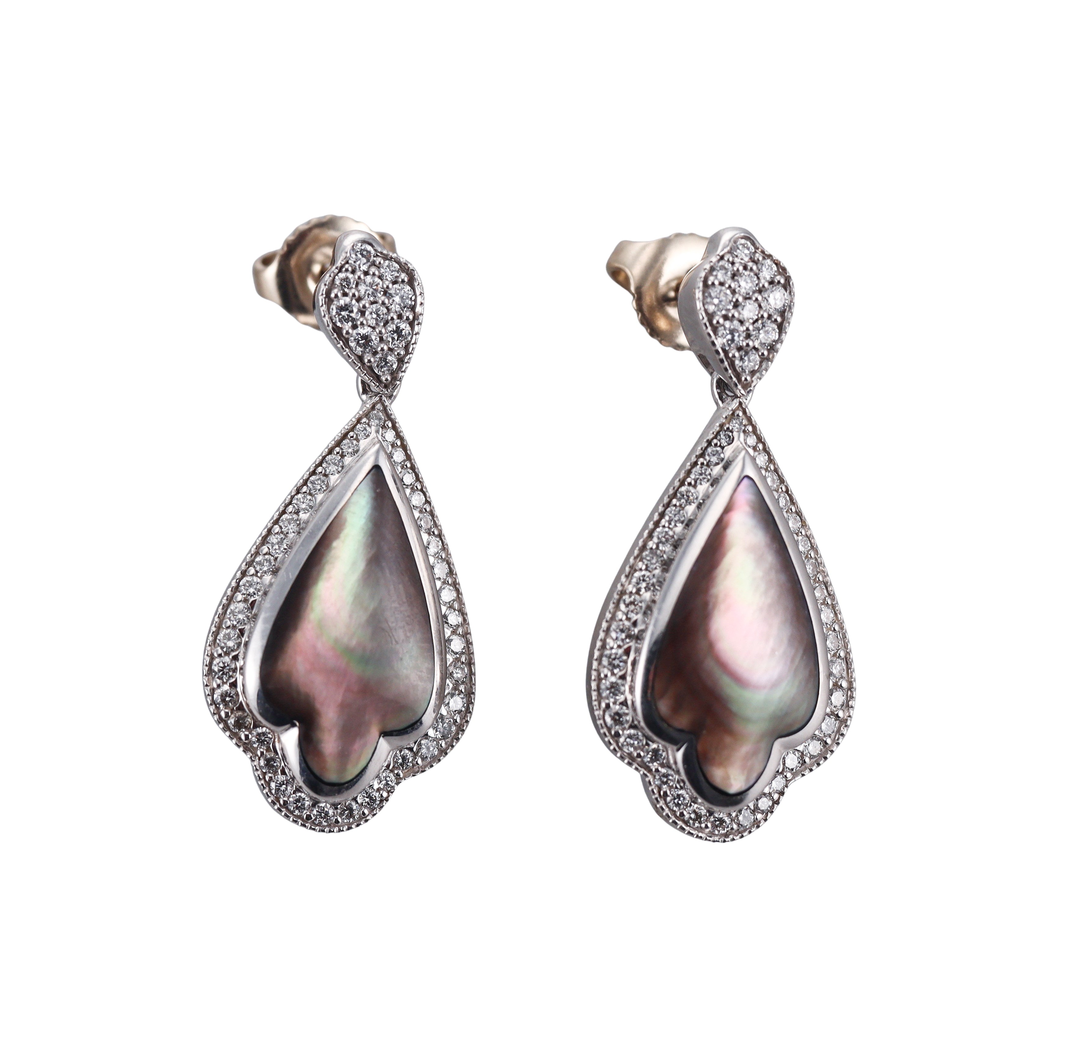 Kabana 14K White Gold Mother of Pearl Diamond Drop Earrings