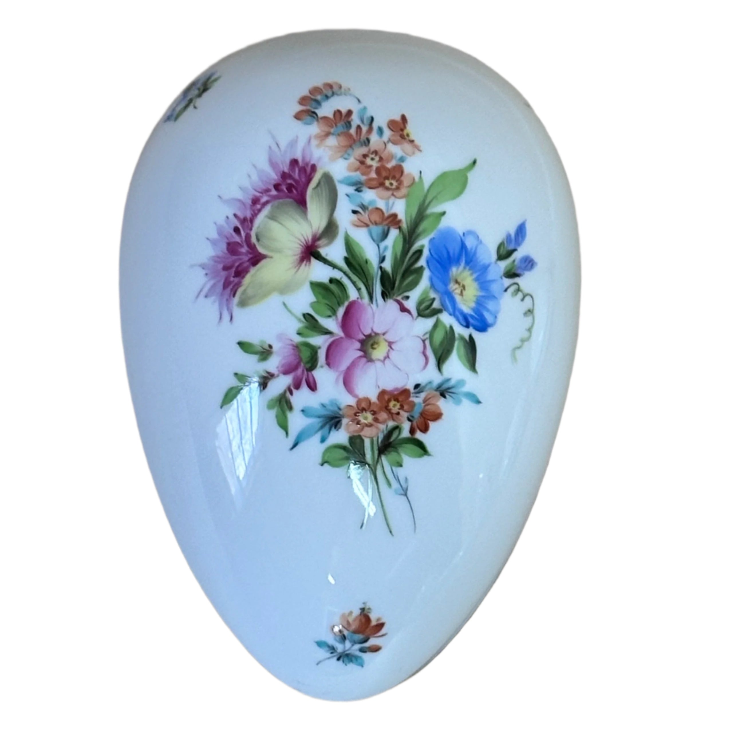 Herend Printemps Flowers Large Egg Porcelain Box & Lid 6051 1/2 /BS
