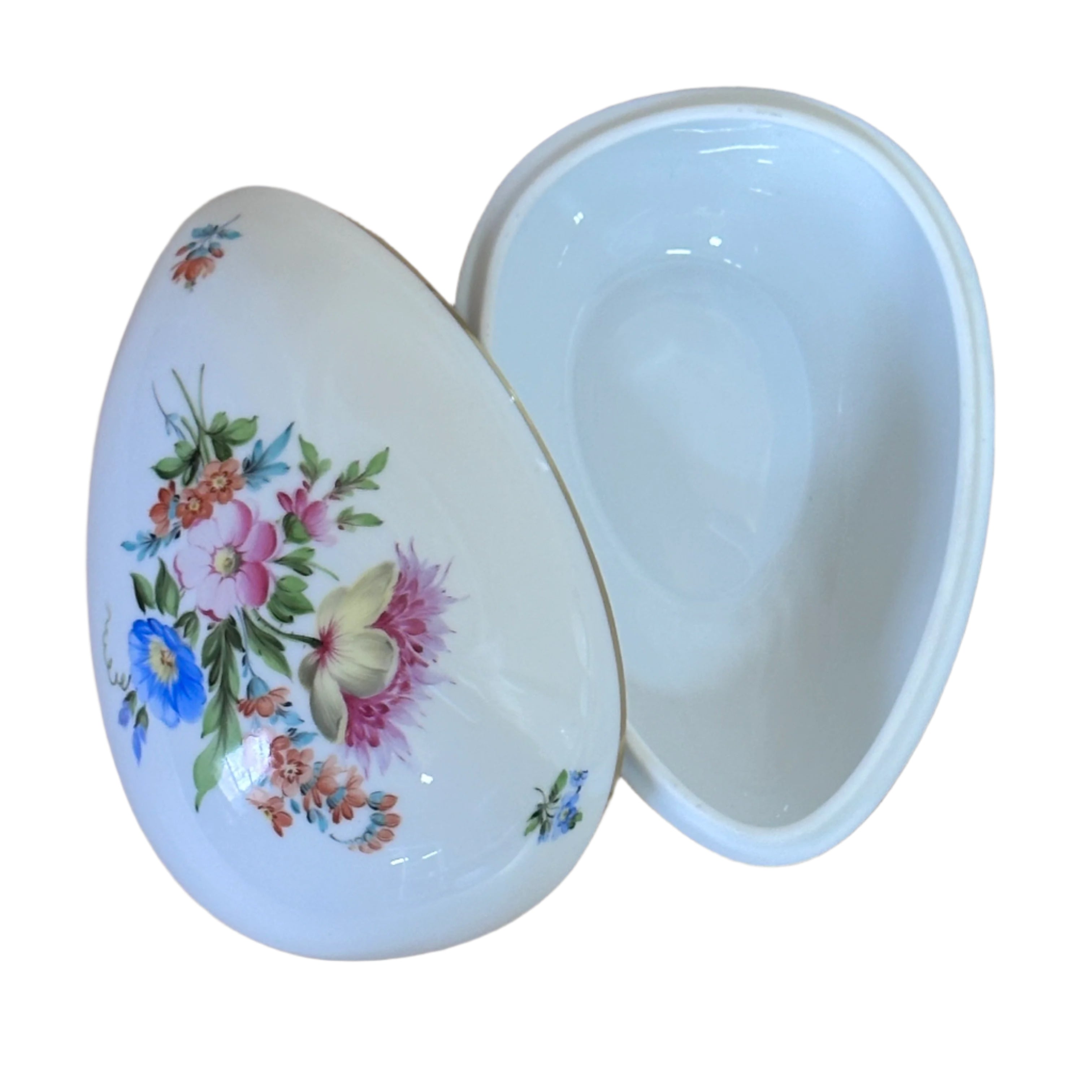 Herend Printemps Flowers Large Egg Porcelain Box & Lid 6051 1/2 /BS