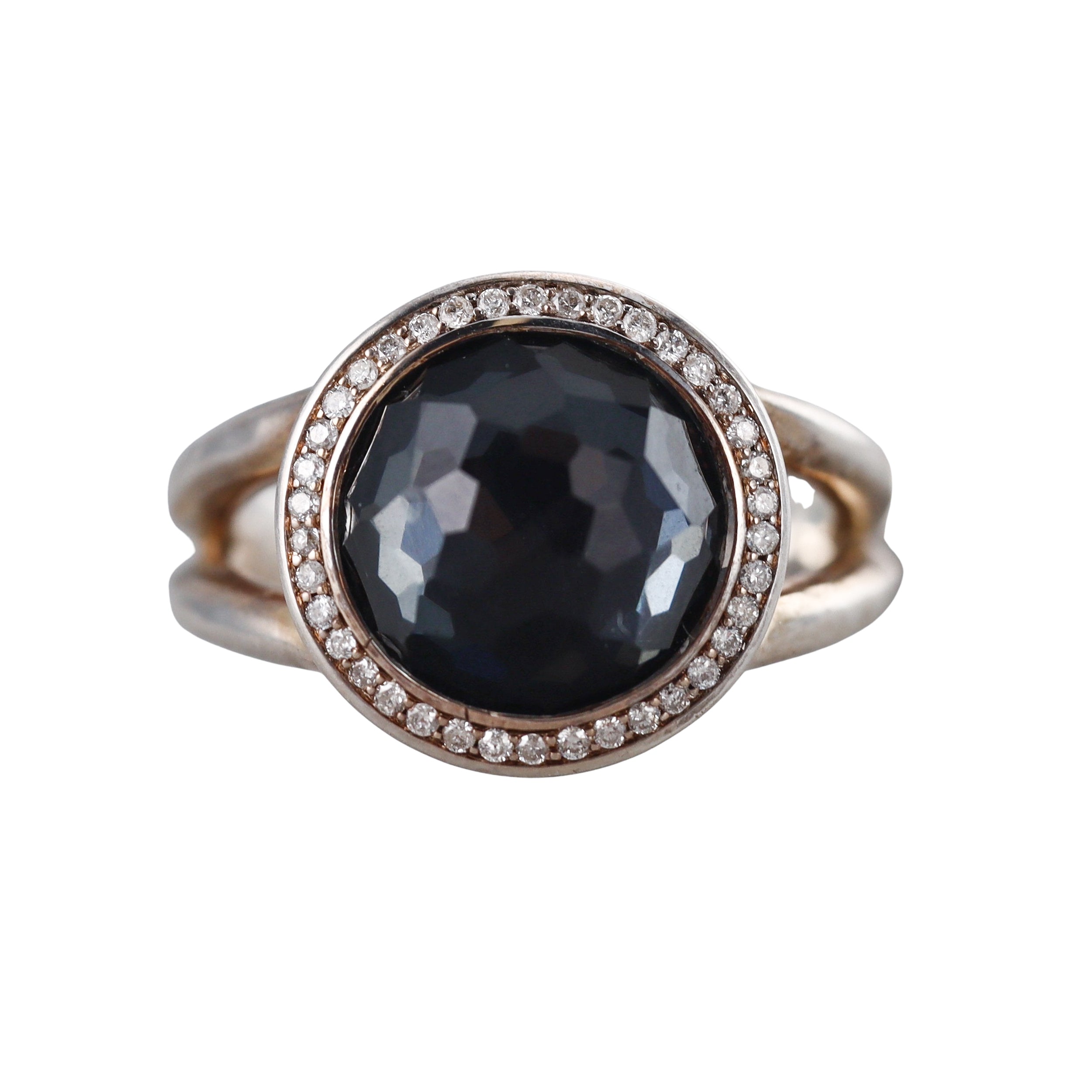 Ippolita Lollipop Sterling Silver Hematite Quartz Diamond Ring