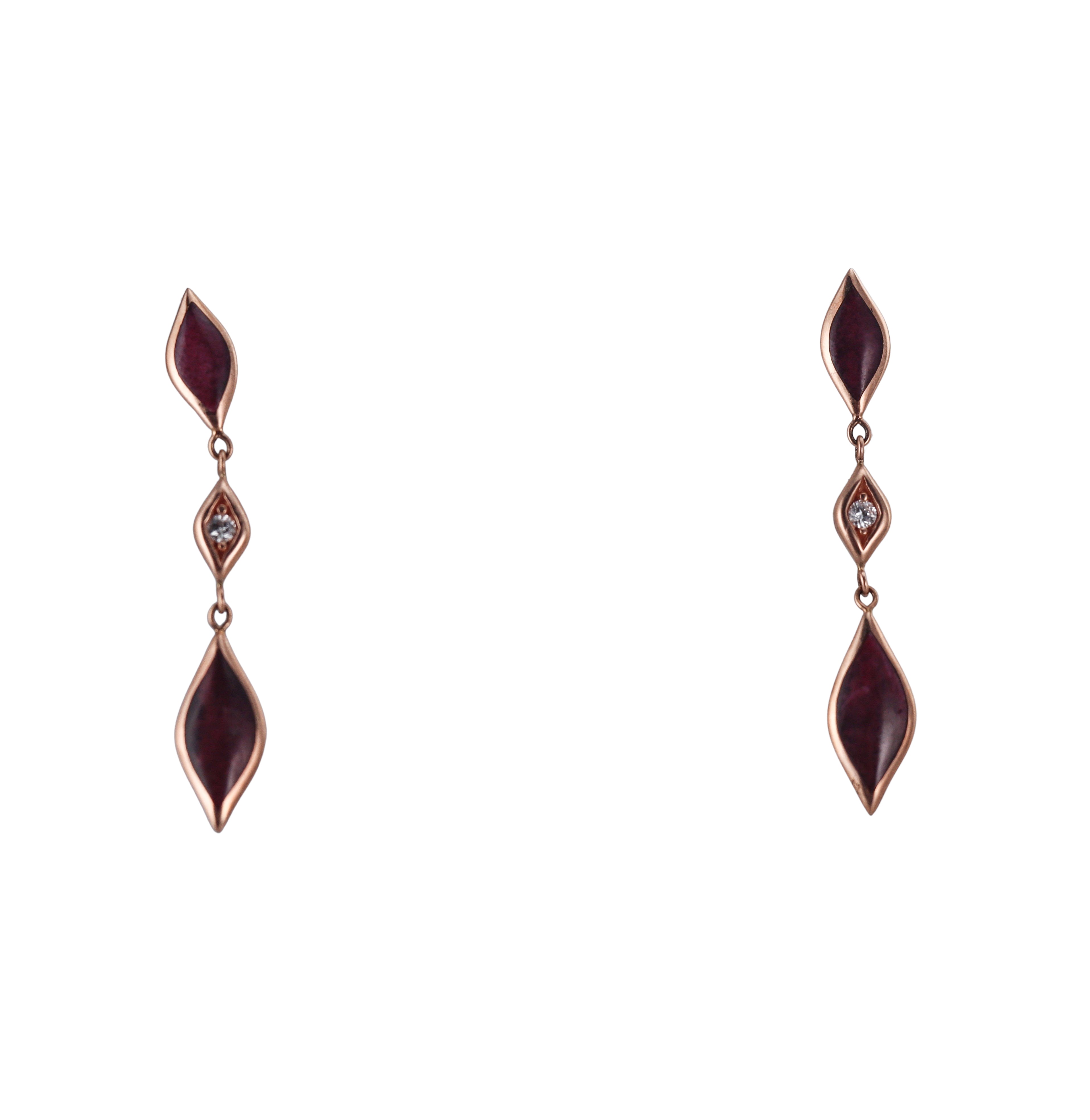 Kabana 14K Rose Gold Purple Spiny Oyster Diamond Drop Earrings