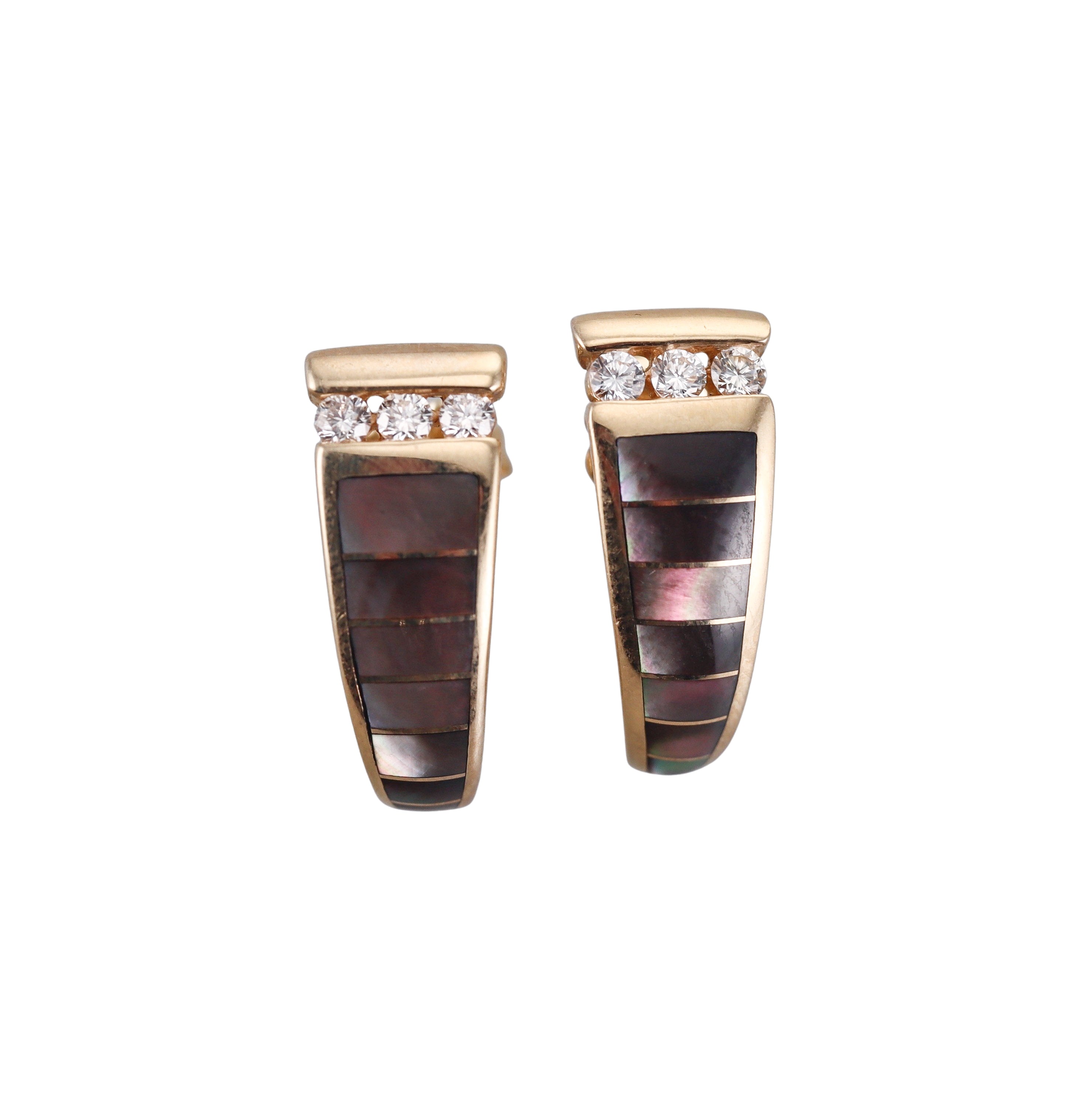 Kabana 14K Yellow Gold Mother of Pearl Diamond Earrings