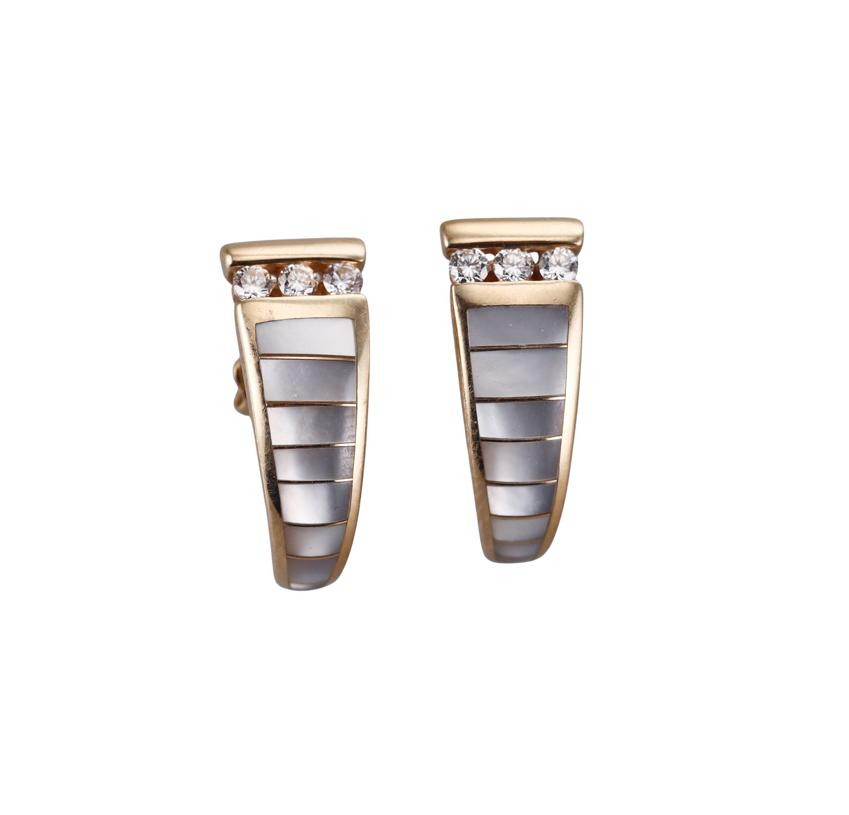 Kabana 14K Yellow Gold Mother of Pearl Diamond Earrings