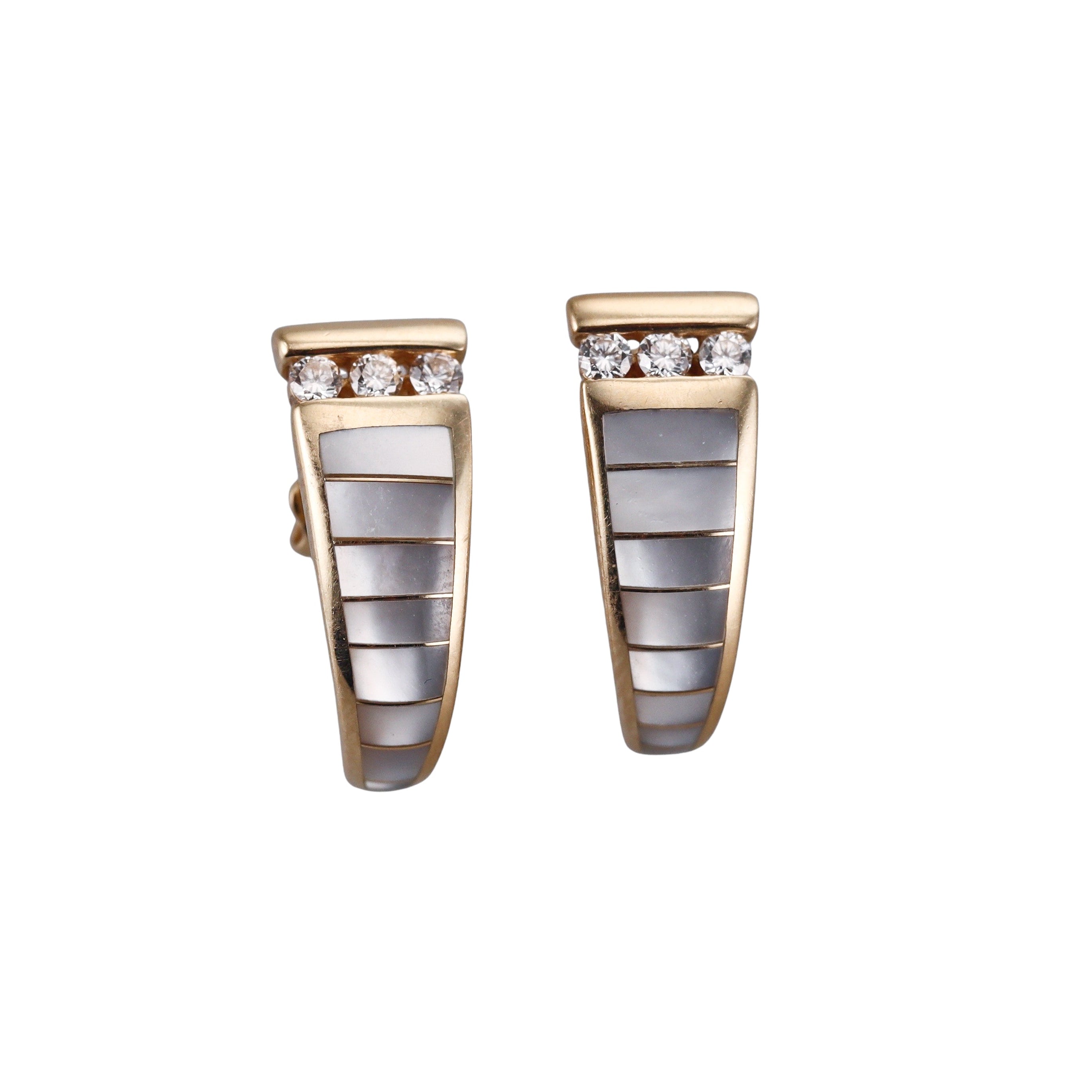 Kabana 14K Yellow Gold Mother of Pearl Diamond Earrings