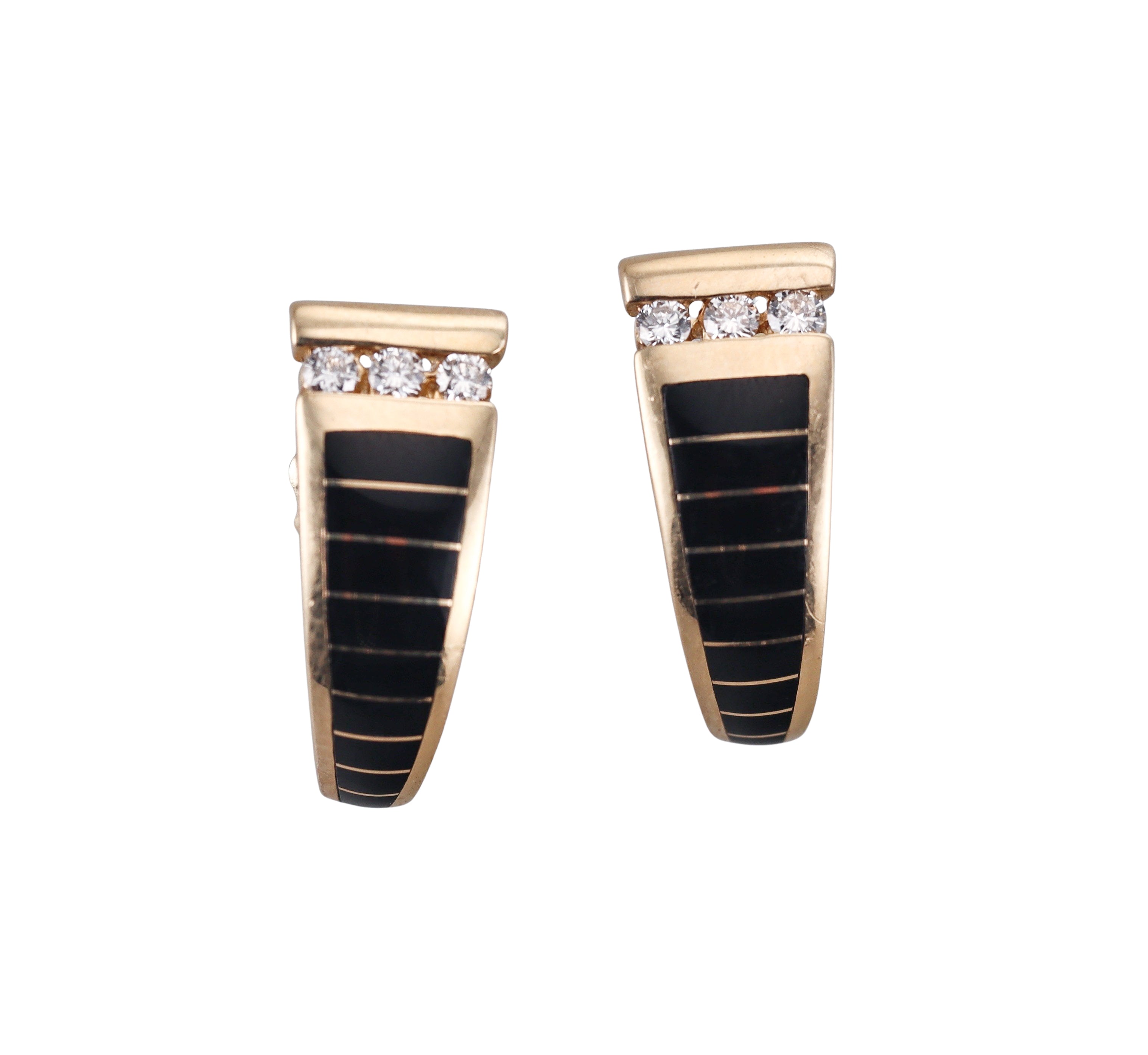 Kabana 14K Yellow Gold Black Onyx Diamond Earrings