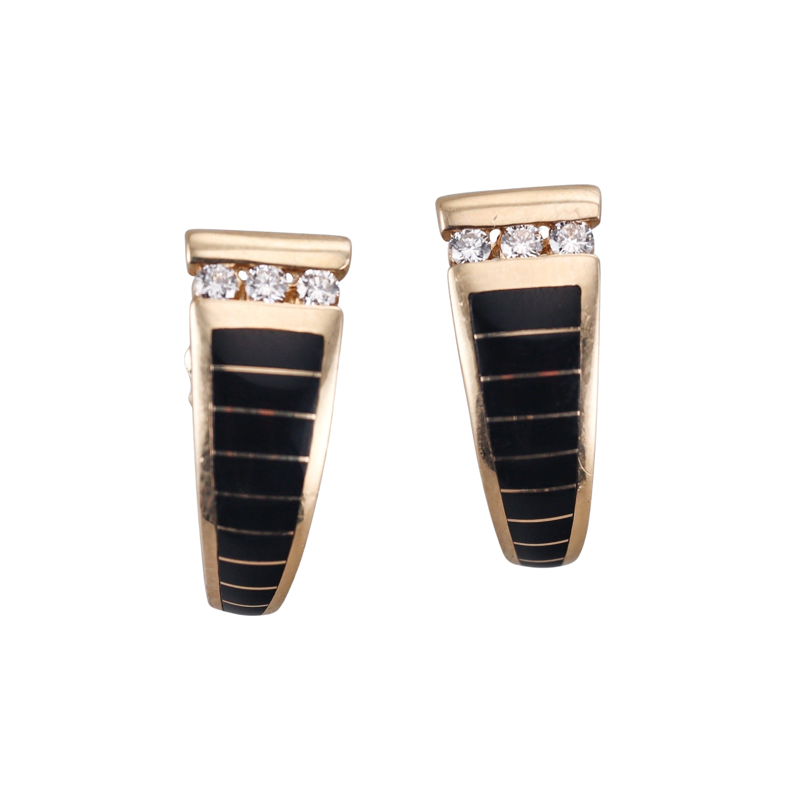 Kabana 14K Yellow Gold Black Onyx Diamond Earrings