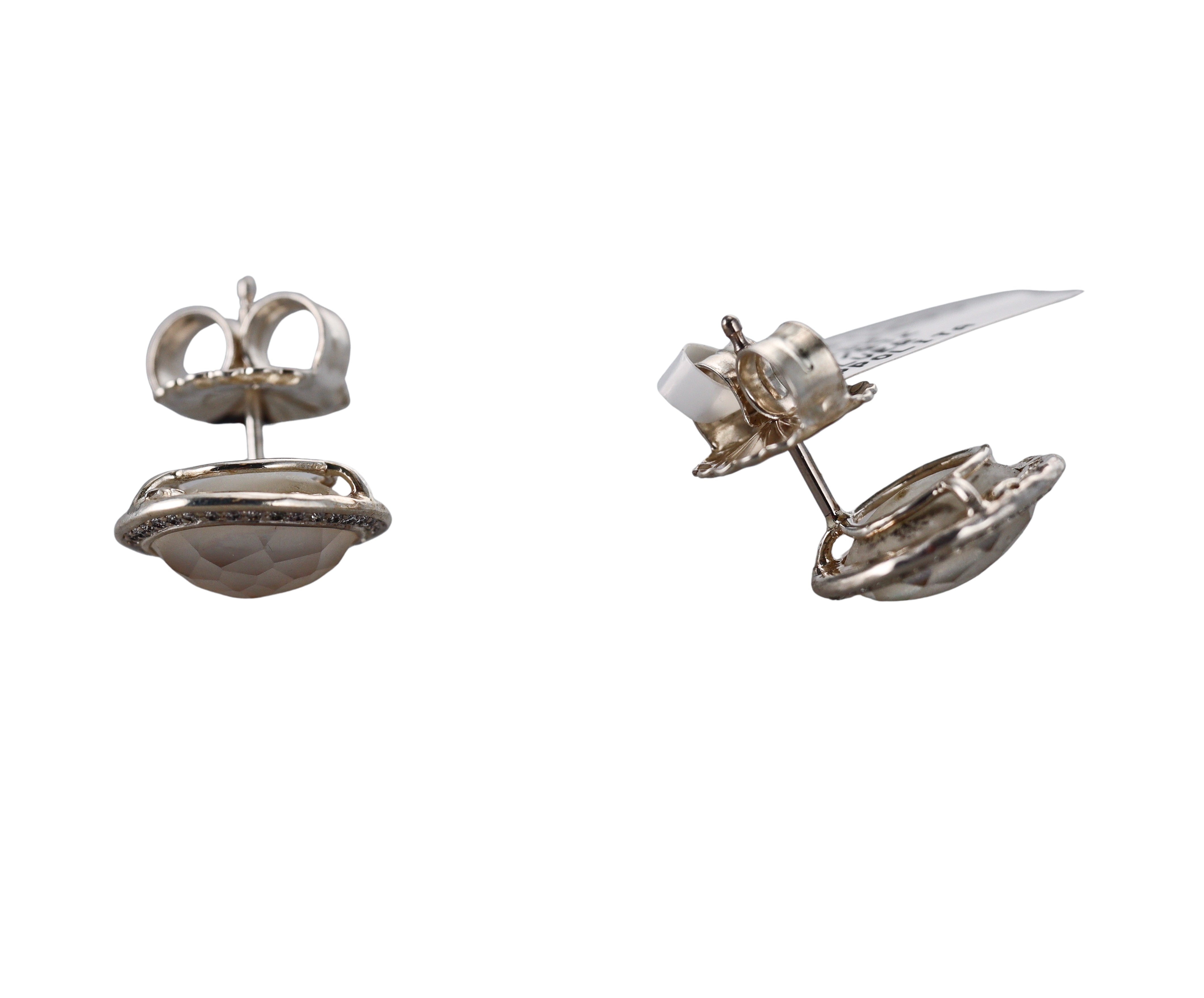 Ippolita Sterling Silver Diamond Mother of Pearl Stud Earrings