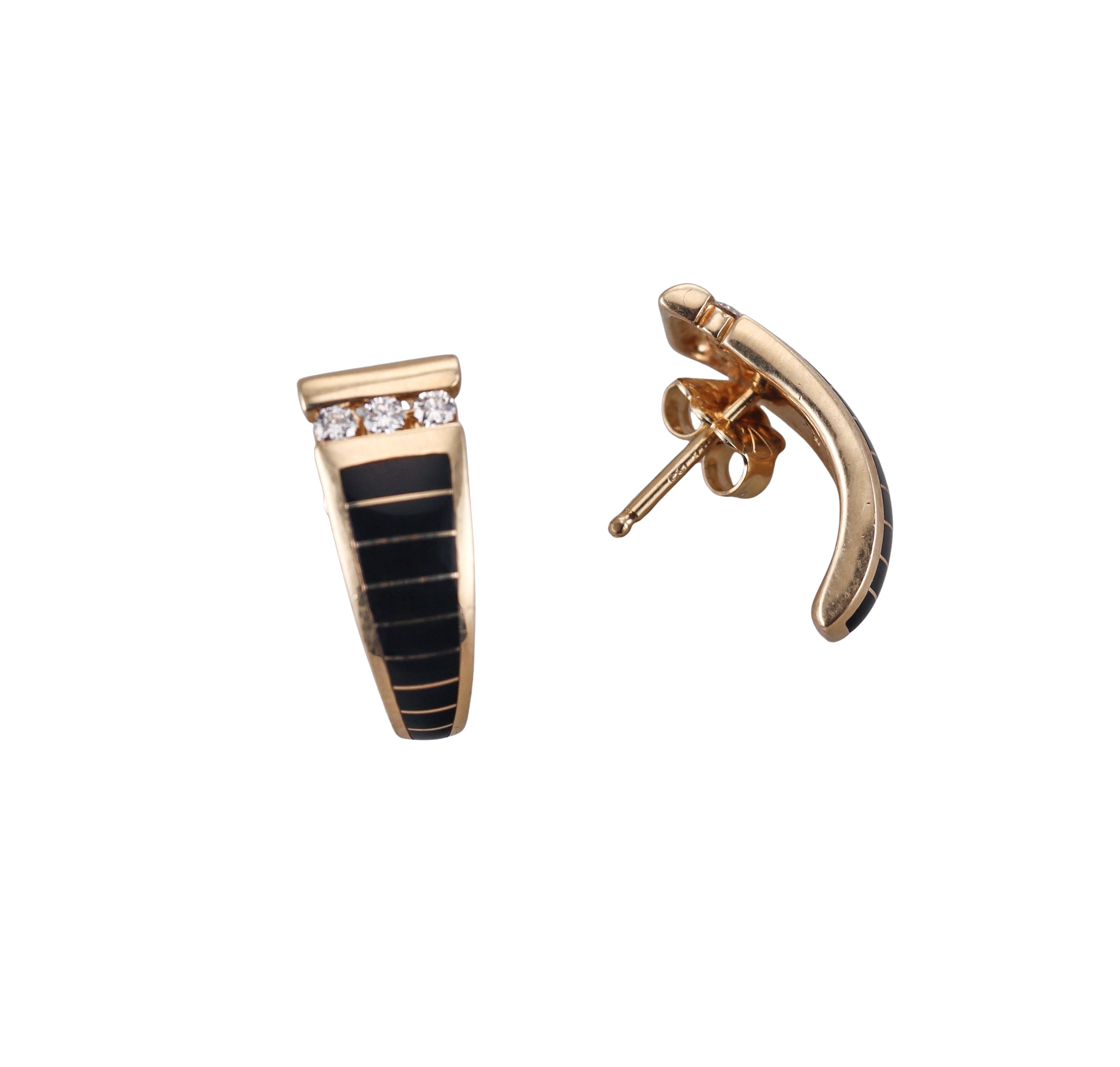 Kabana 14K Yellow Gold Black Onyx Diamond Earrings