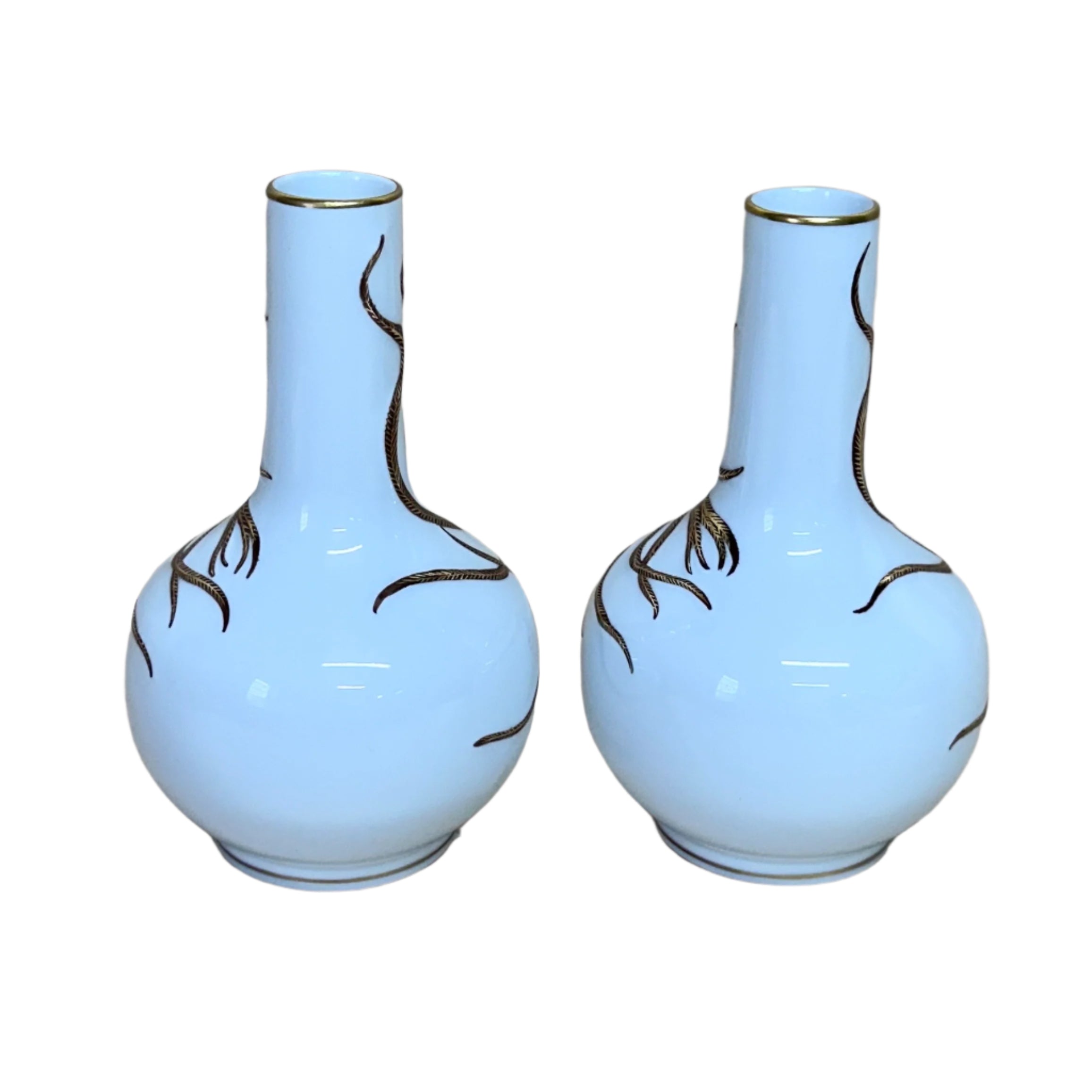 Pair Of Herend Porcelain Peacock Vase 7148/C